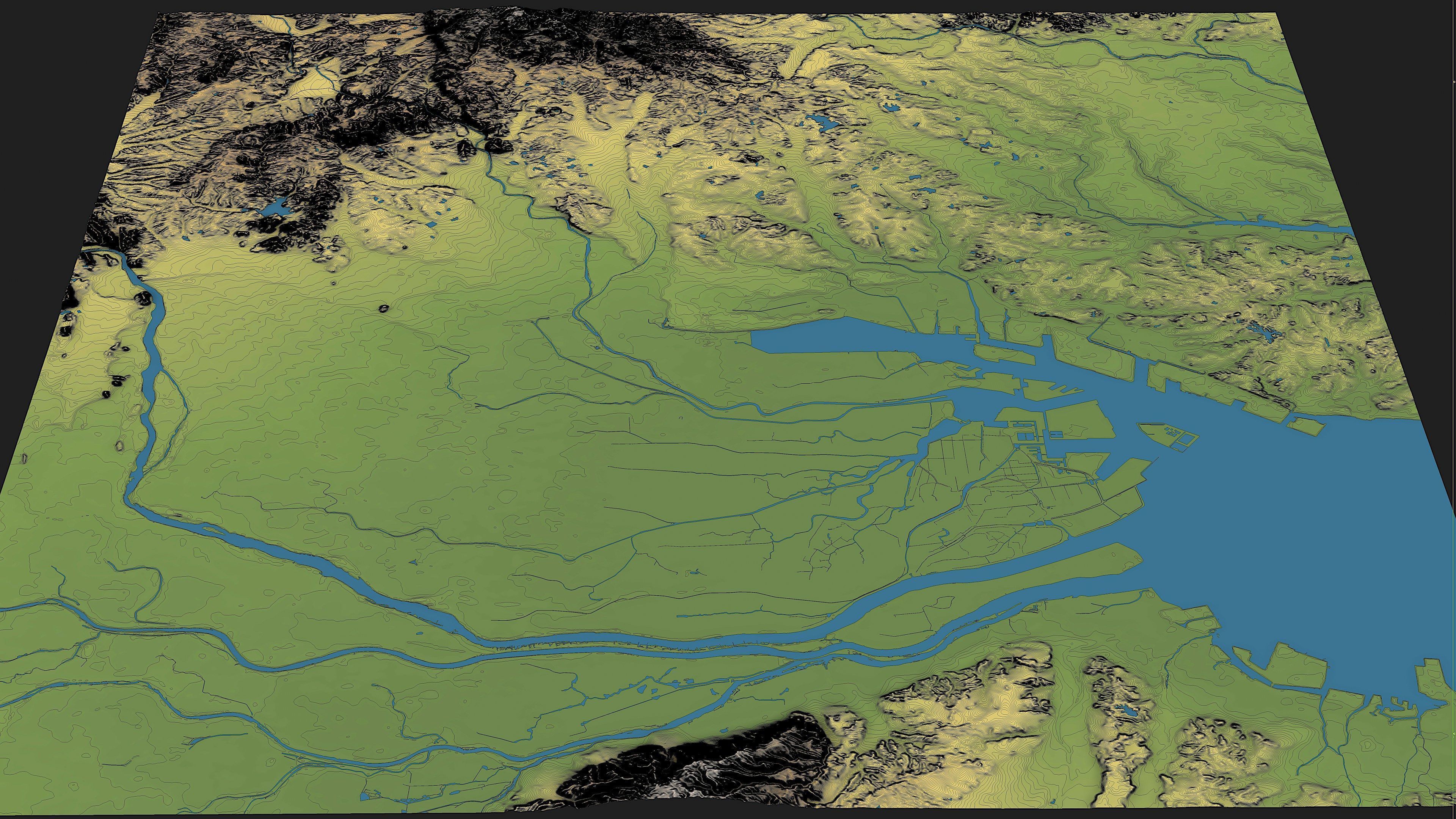 Nagoya - Topography Terrain Low-poly 3D model_6