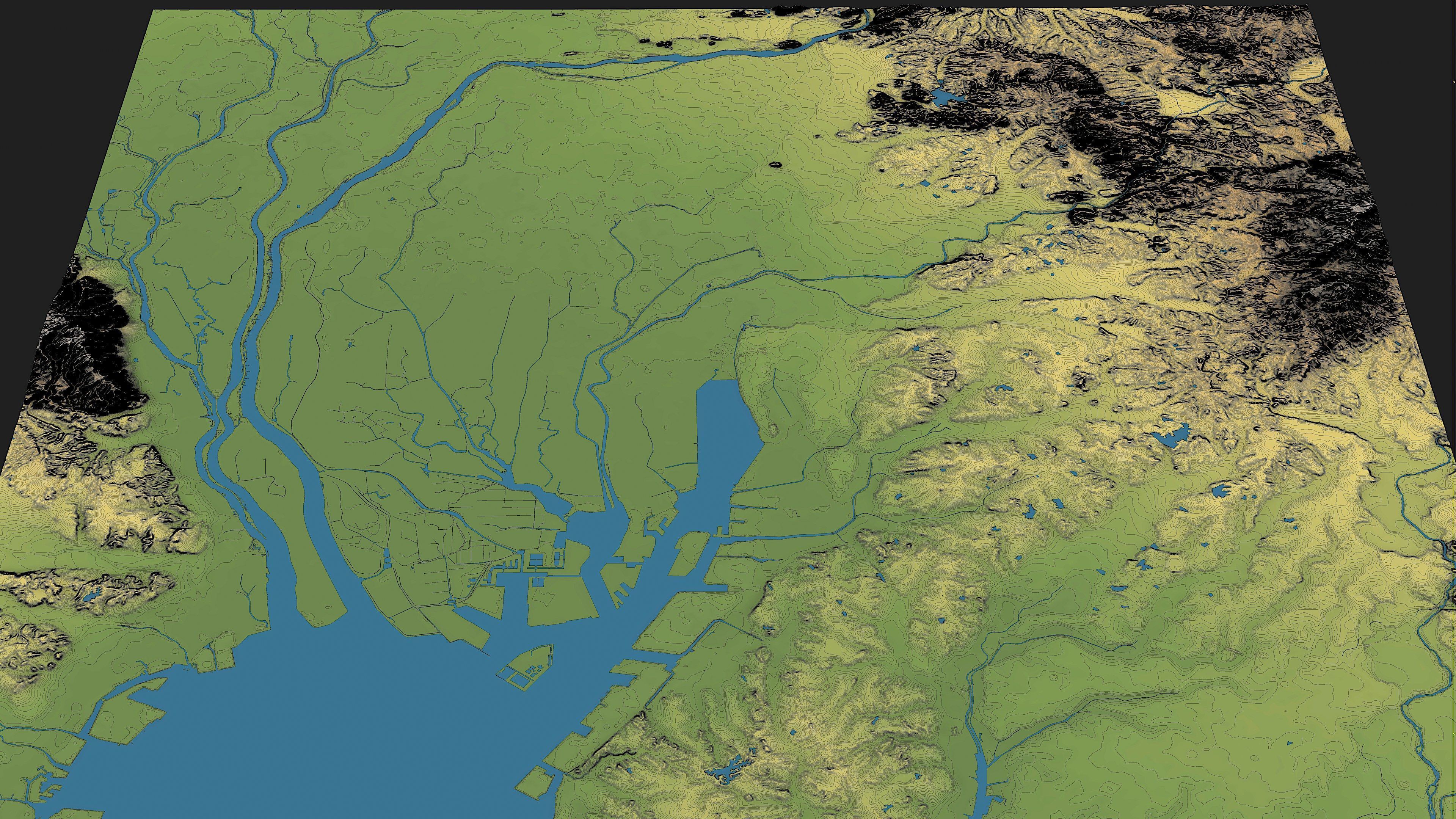 Nagoya - Topography Terrain Low-poly 3D model_2
