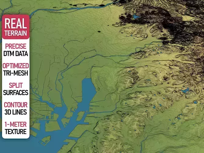 Nagoya - Topography Terrain Low-poly 3D model