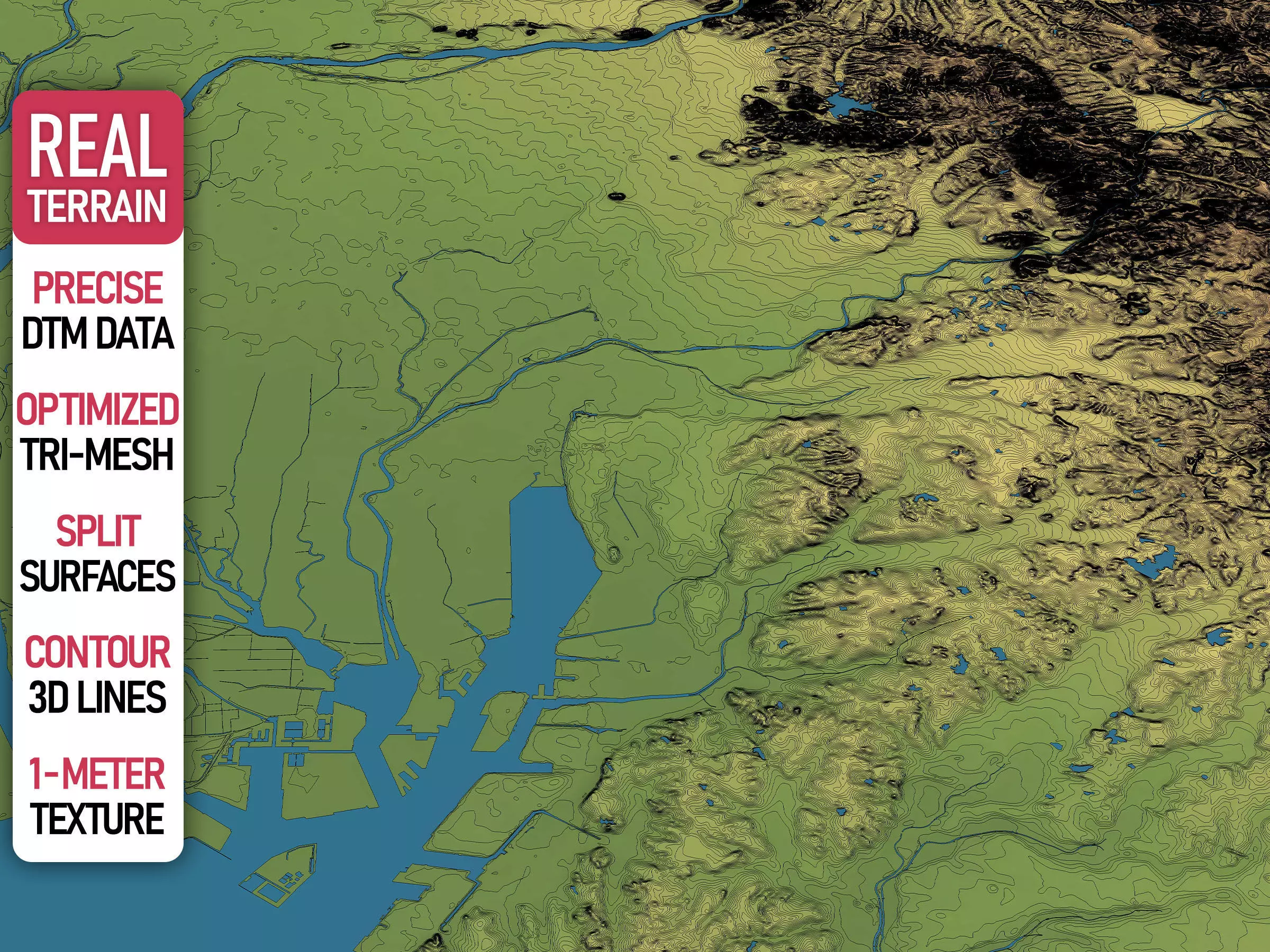 Nagoya - Topography Terrain Low-poly 3D model_0
