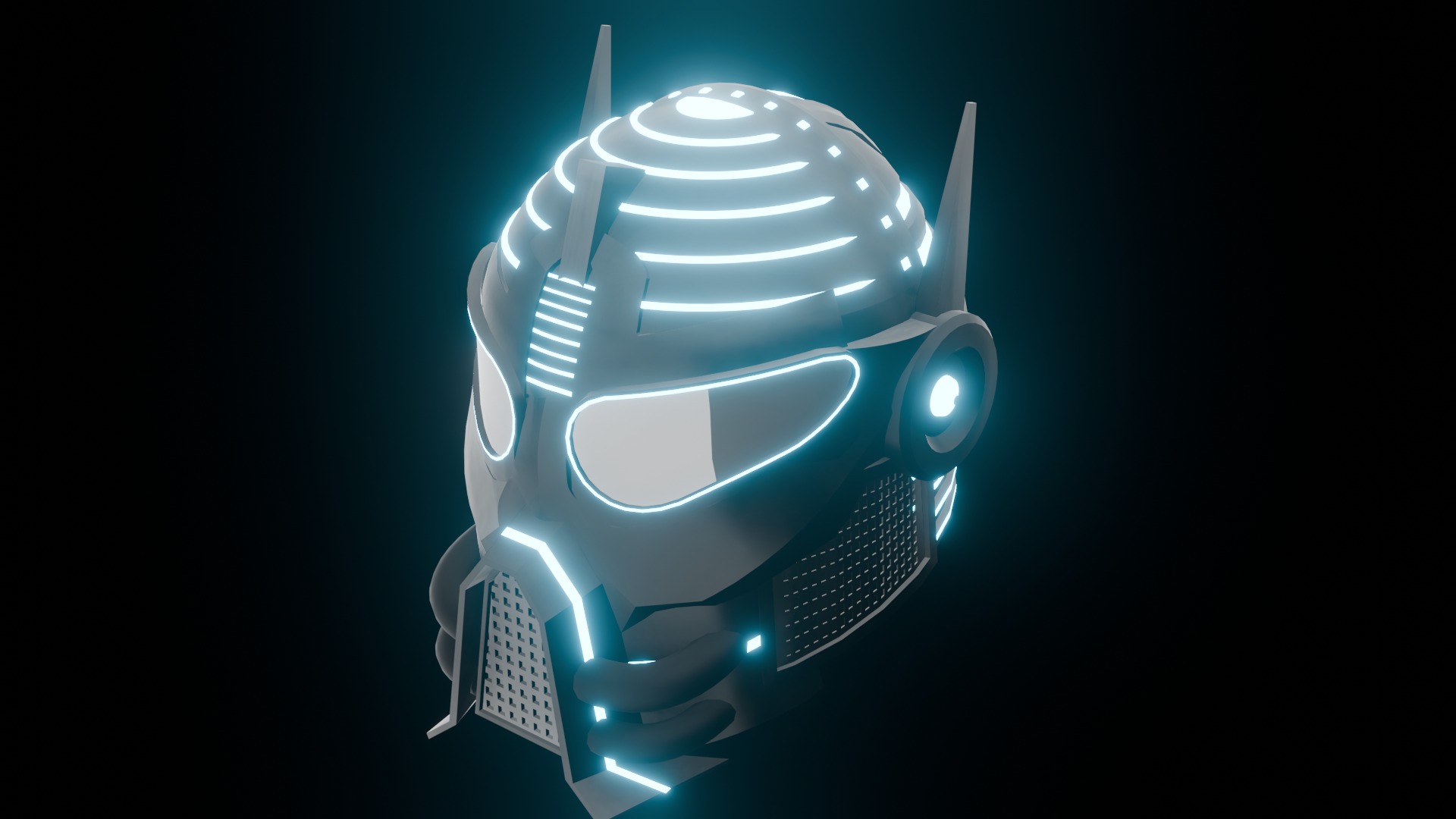 Low-poly Cyber Helmet Low-poly 3D model_2