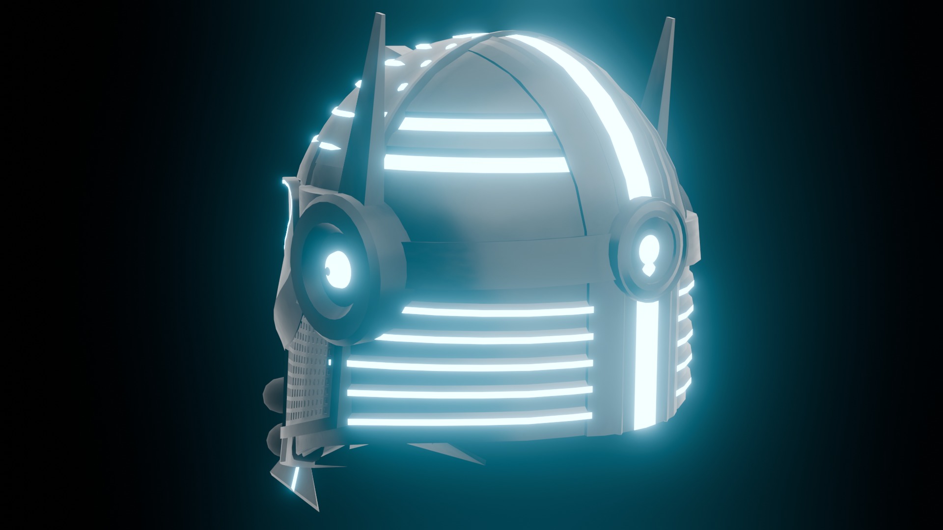 Low-poly Cyber Helmet Low-poly 3D model_3
