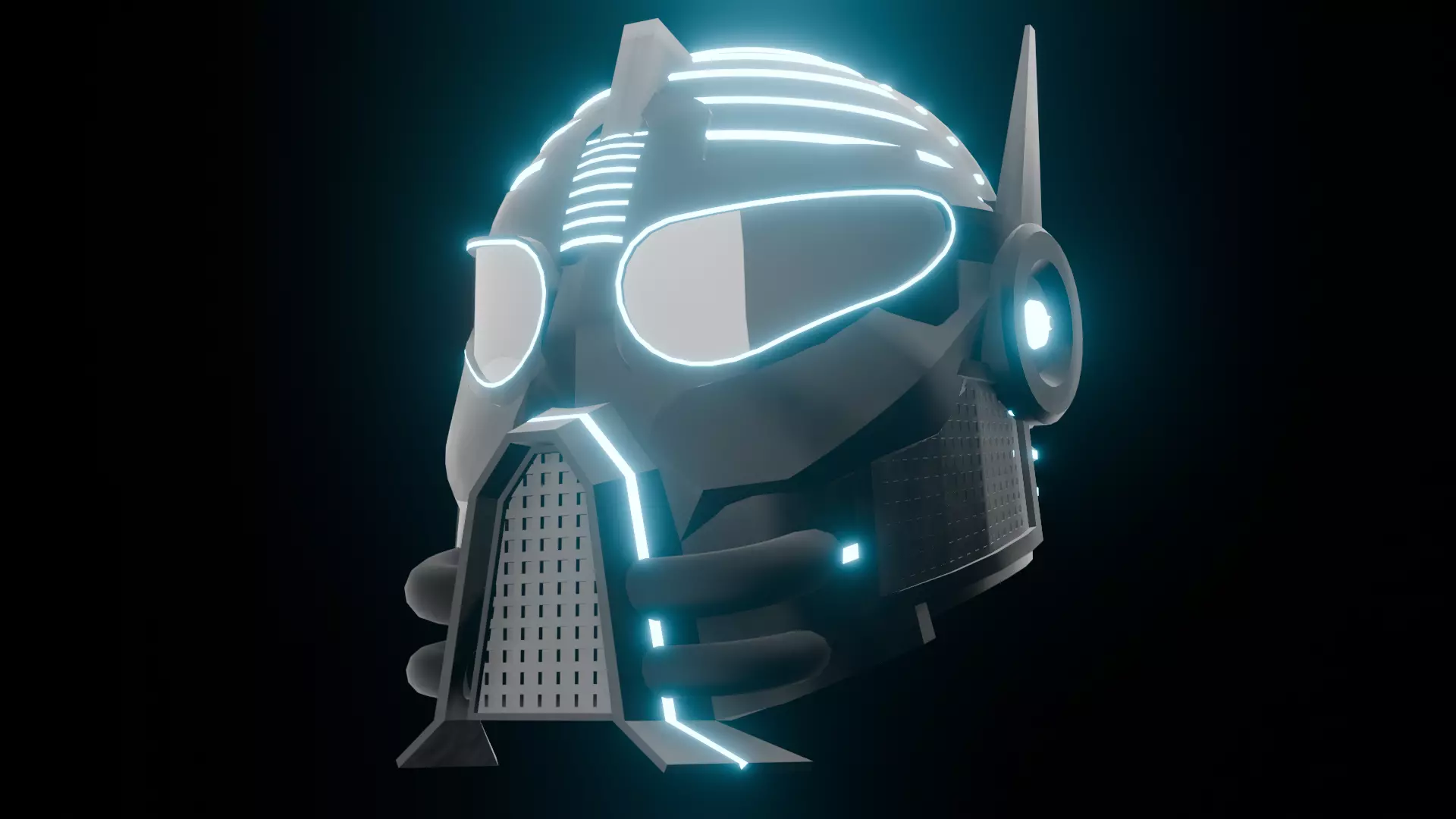 Low-poly Cyber Helmet Low-poly 3D model_0