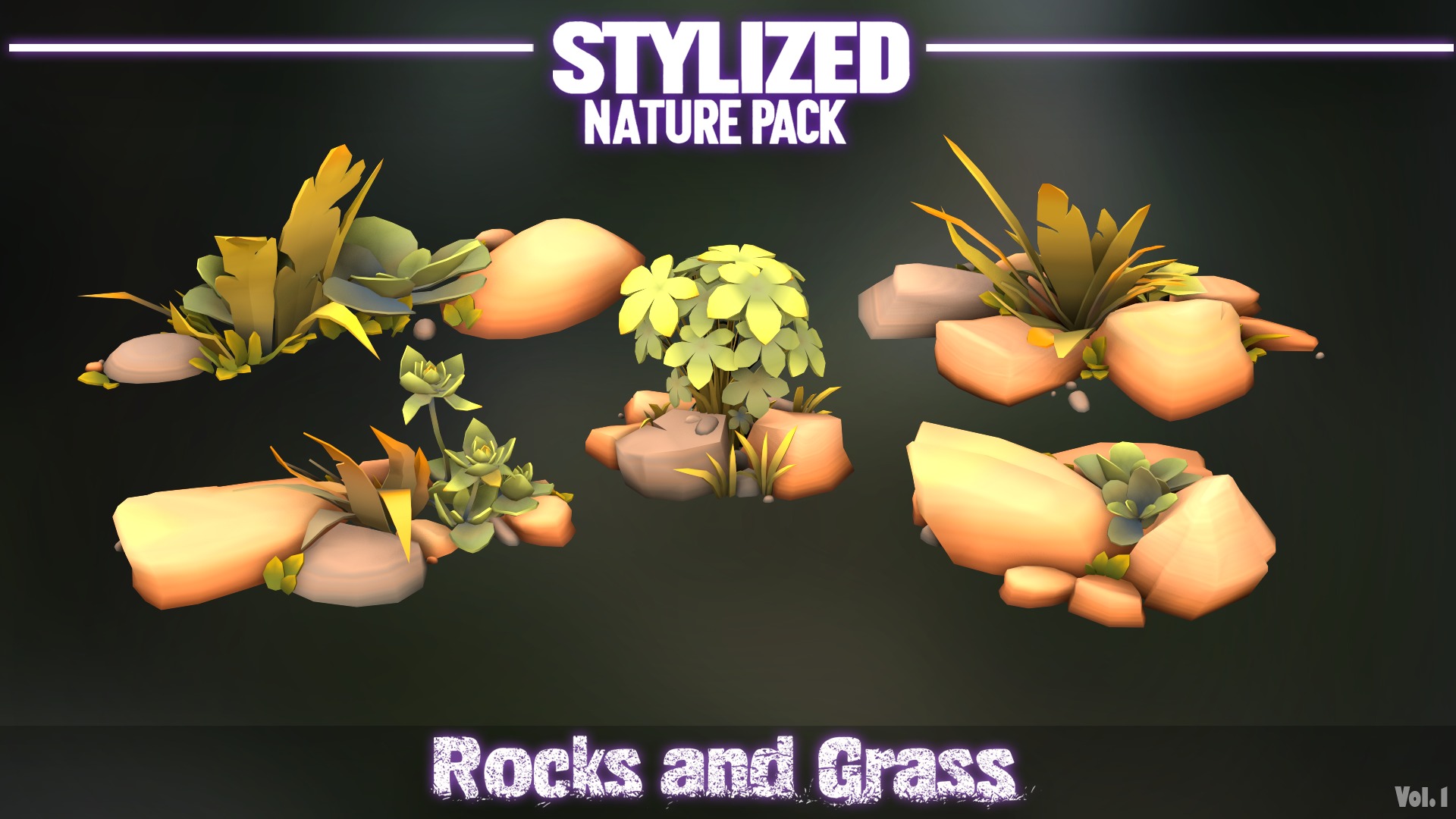 Stylized Nature Pack Rocks and Grass Vol 1  Low-poly 3D model_8