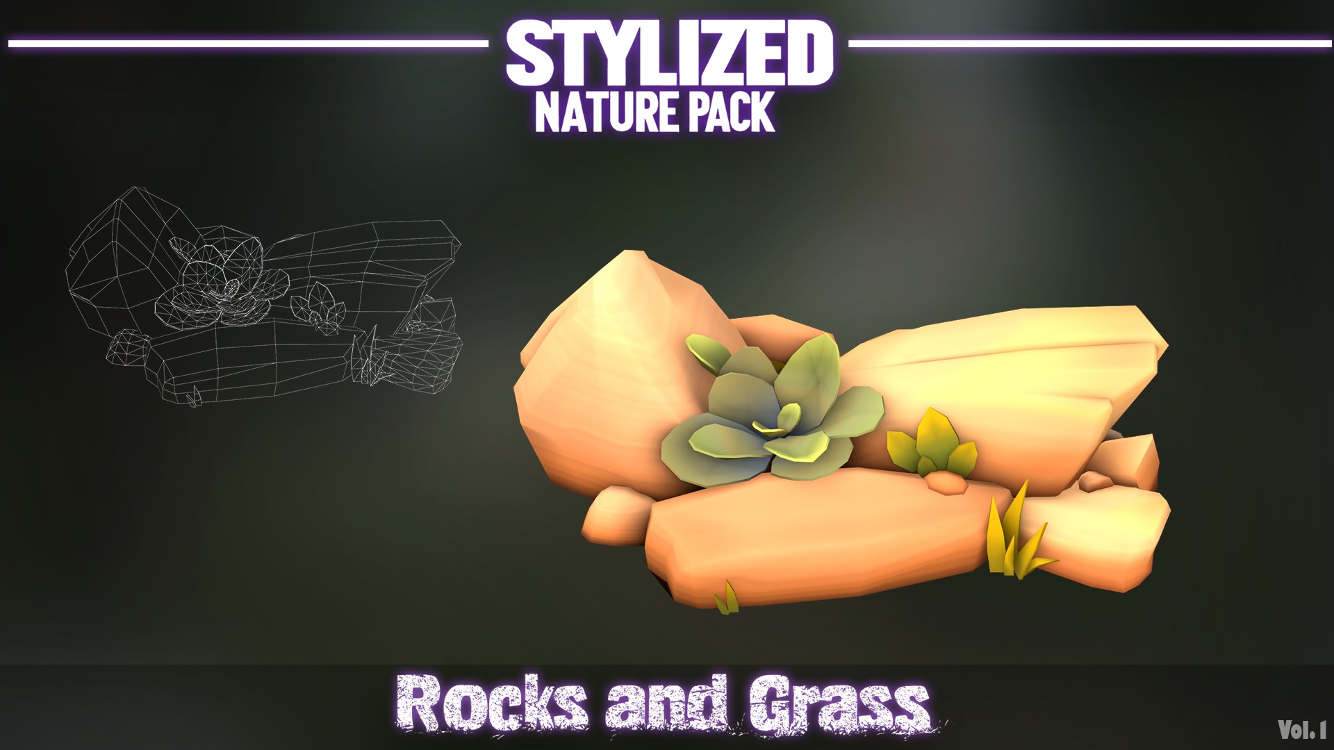 Stylized Nature Pack Rocks and Grass Vol 1  Low-poly 3D model_5