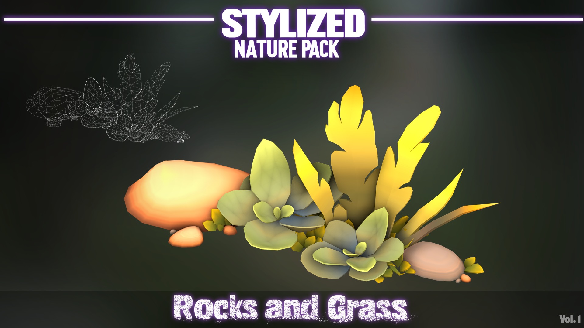 Stylized Nature Pack Rocks and Grass Vol 1  Low-poly 3D model_1