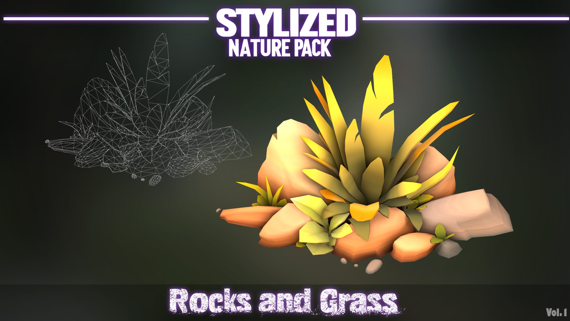 Stylized Nature Pack Rocks and Grass Vol 1  Low-poly 3D model_2