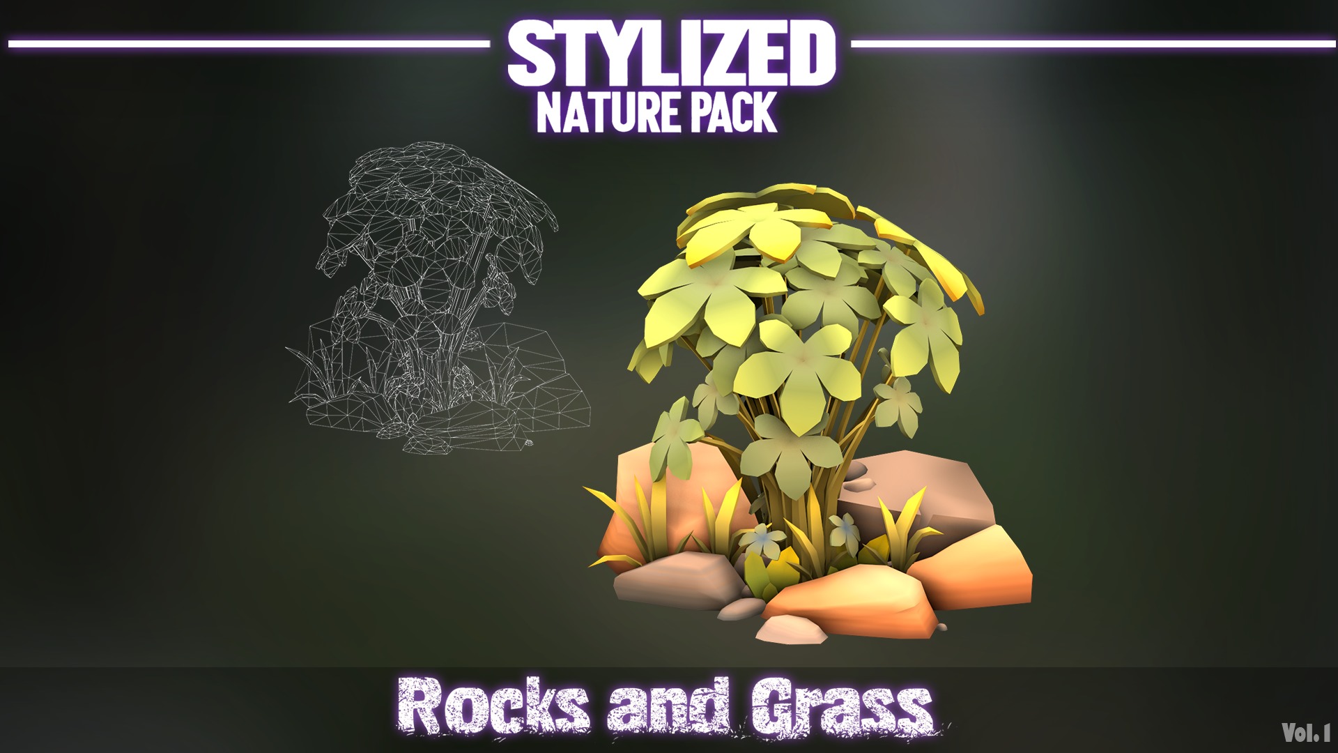 Stylized Nature Pack Rocks and Grass Vol 1  Low-poly 3D model_4