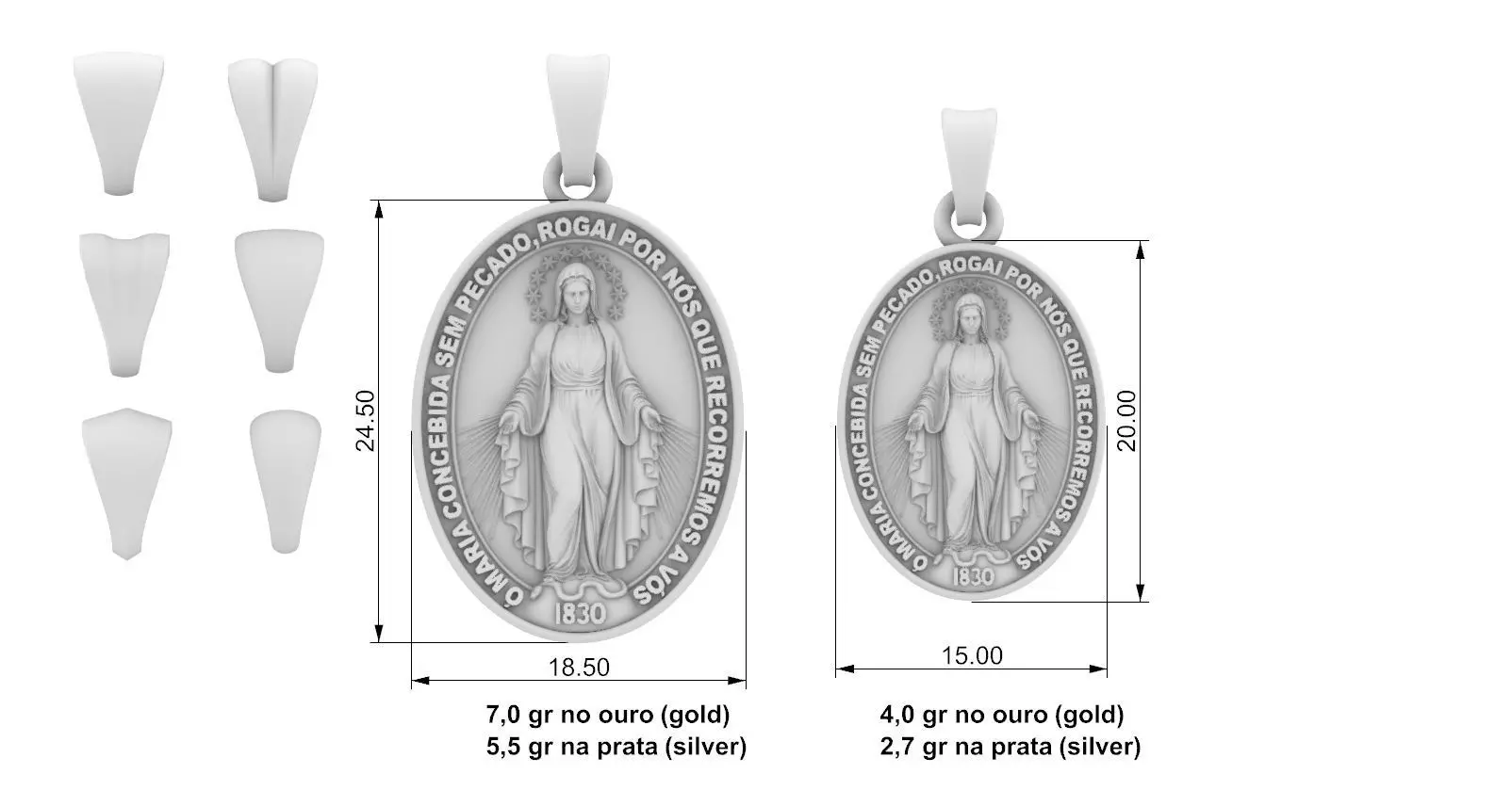 Medalha Nossa Senhora das Gracas - portugues 3D print model