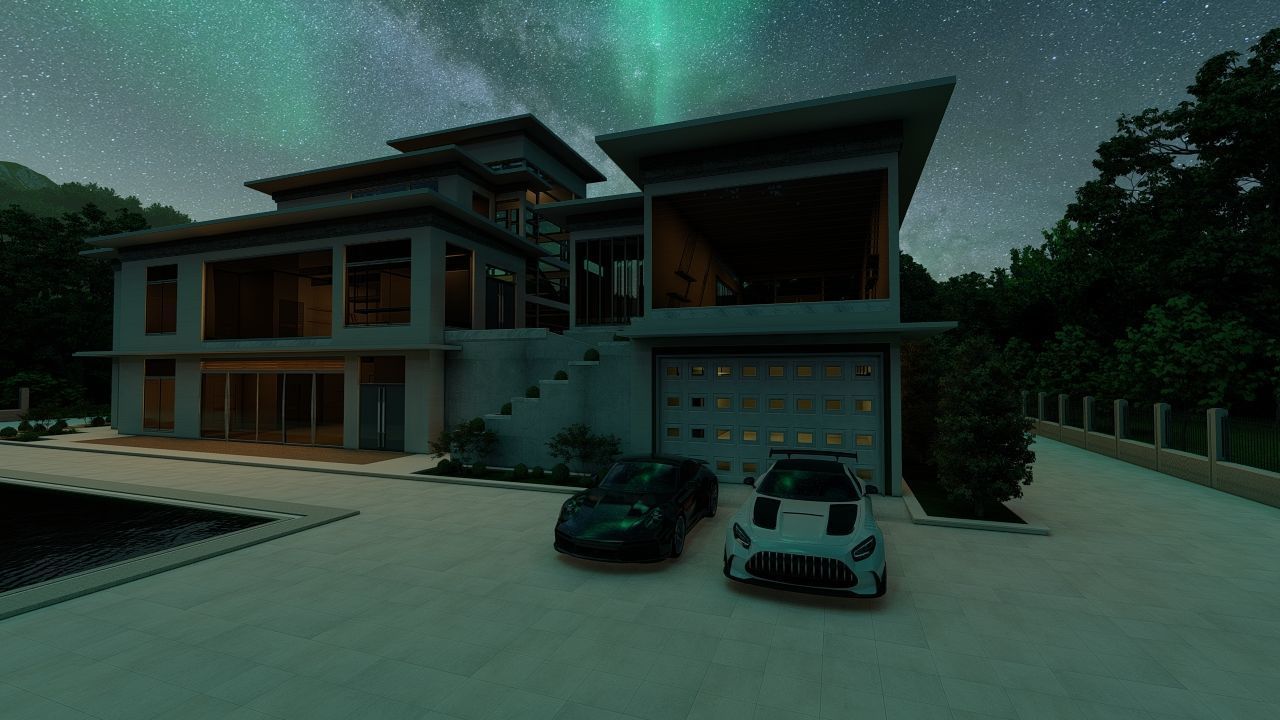 Casa Scene-villa-modern house 3D model_15