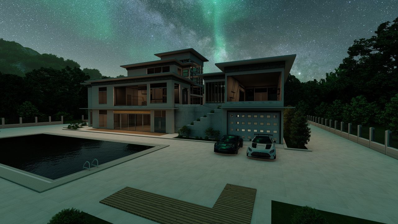 Casa Scene-villa-modern house 3D model_39