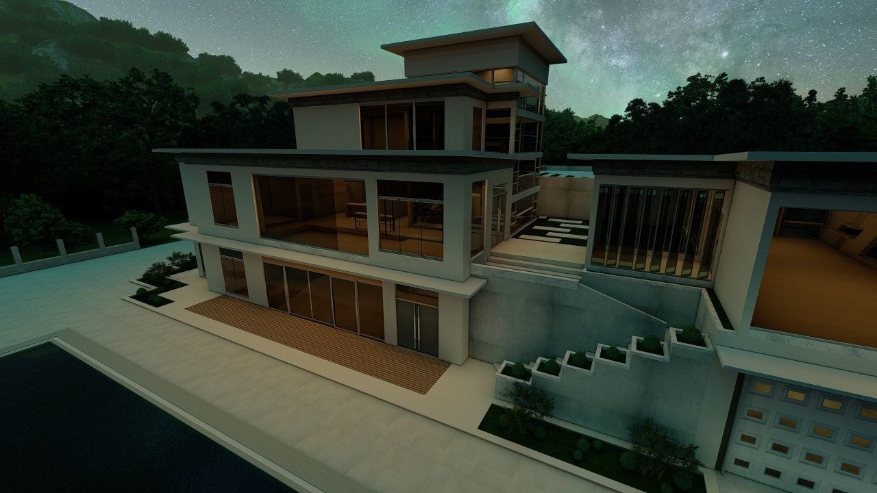 Casa Scene-villa-modern house 3D model_14