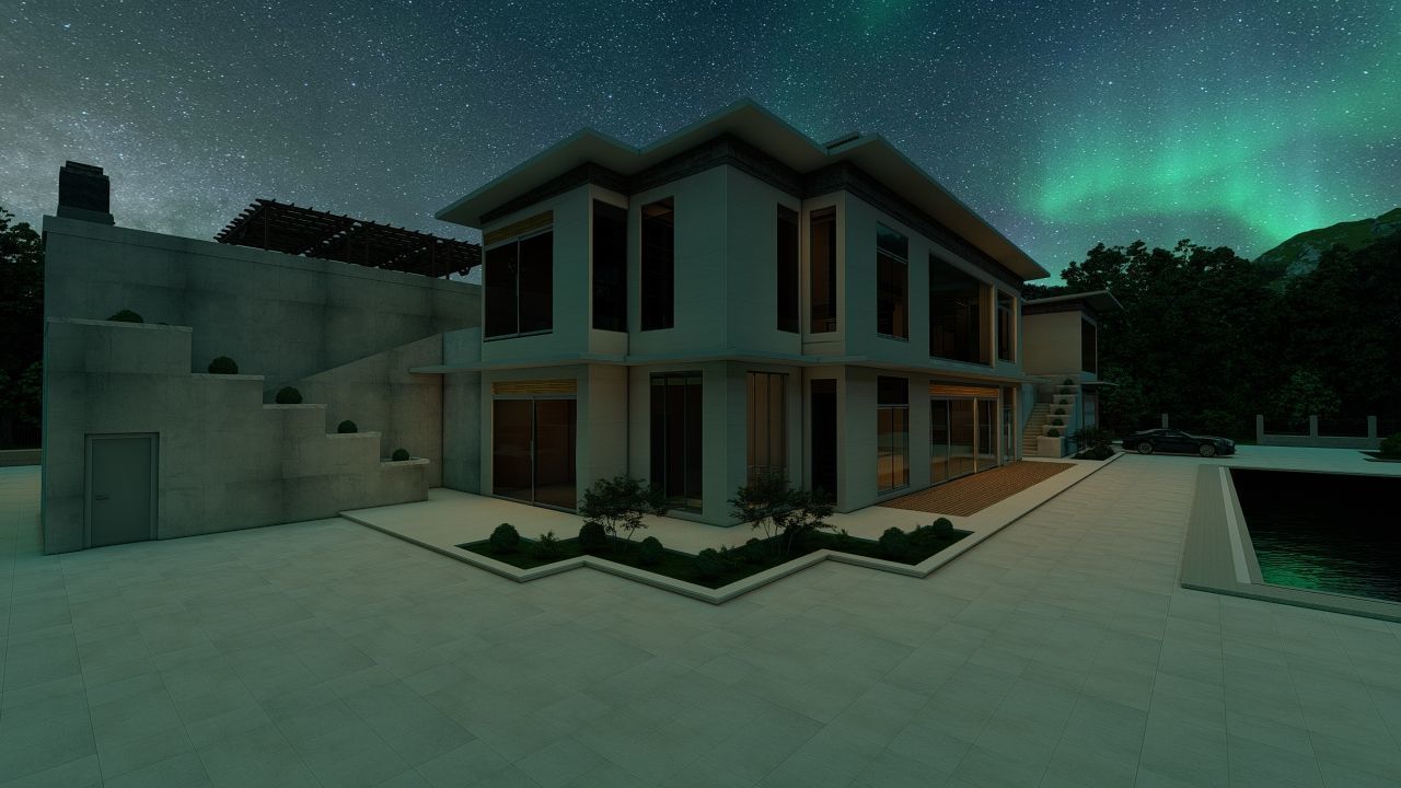 Casa Scene-villa-modern house 3D model_3