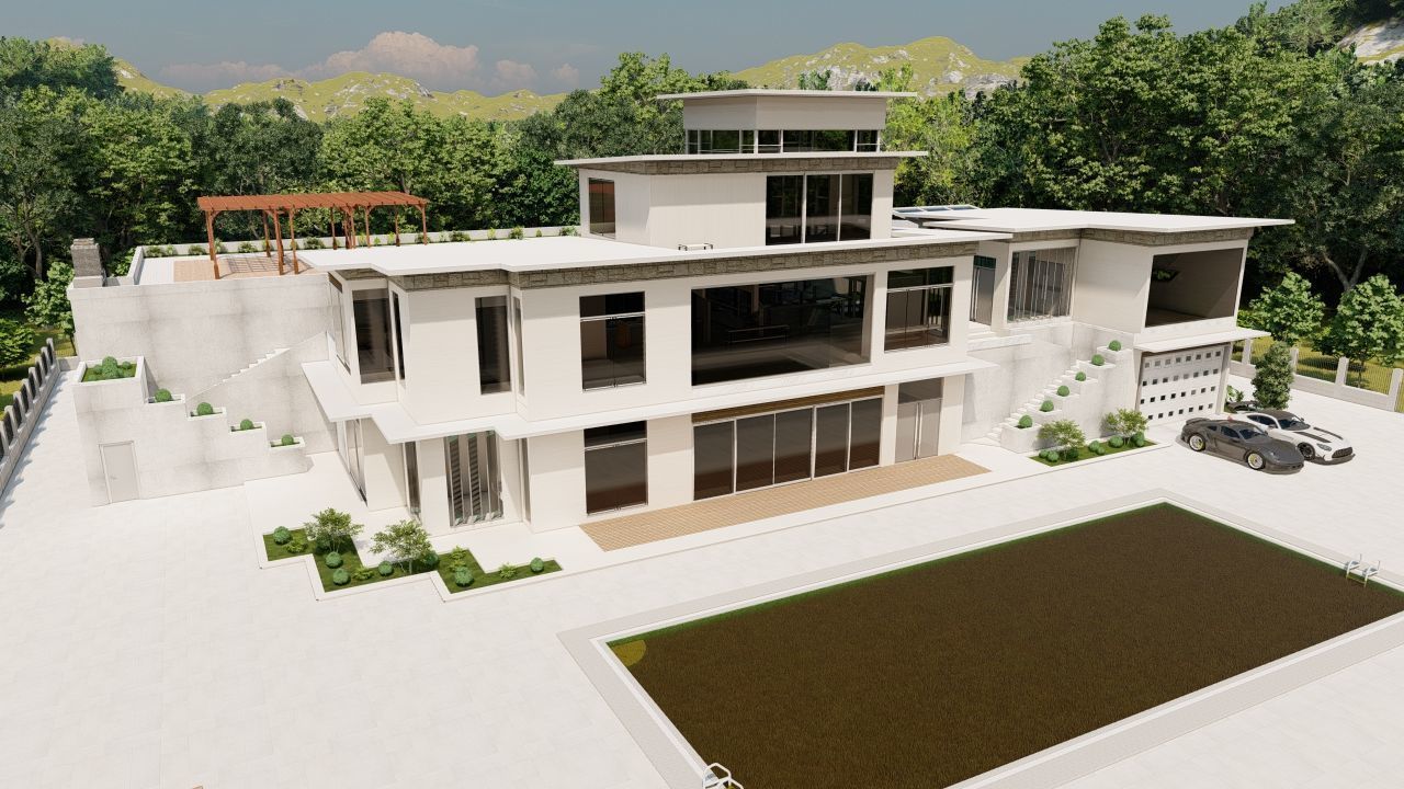 Casa Scene-villa-modern house 3D model_1
