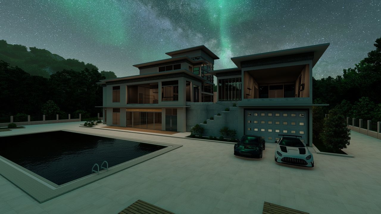 Casa Scene-villa-modern house 3D model_7