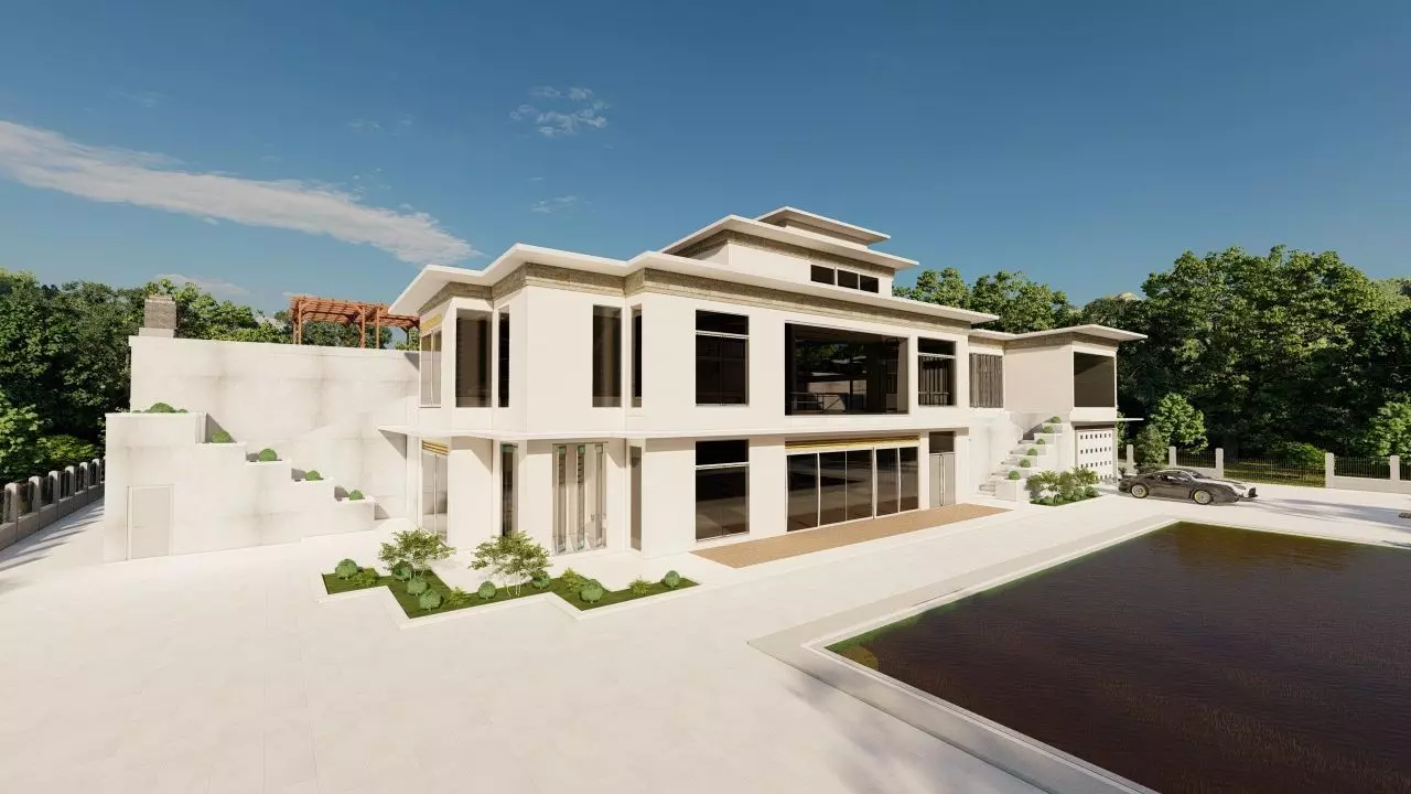 Casa Scene-villa-modern house 3D model_0