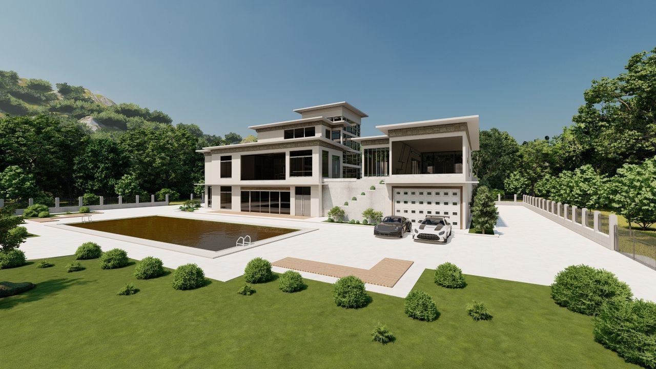 Casa Scene-villa-modern house 3D model_16