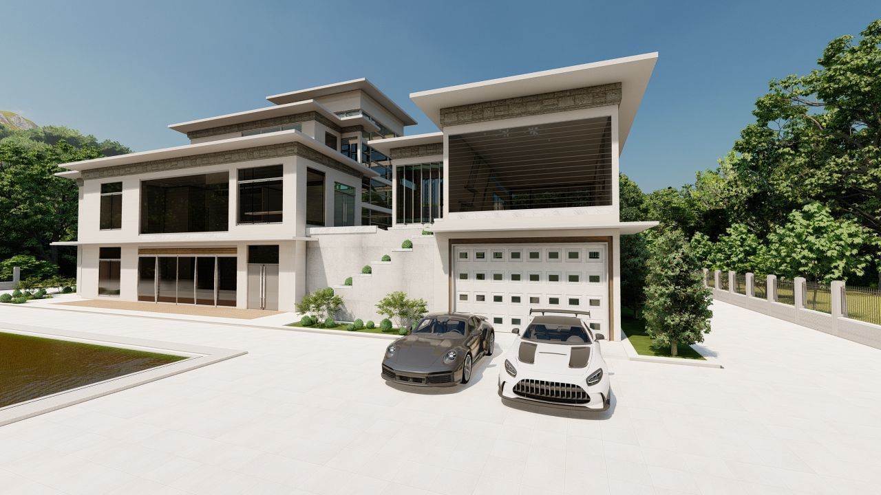 Casa Scene-villa-modern house 3D model_6