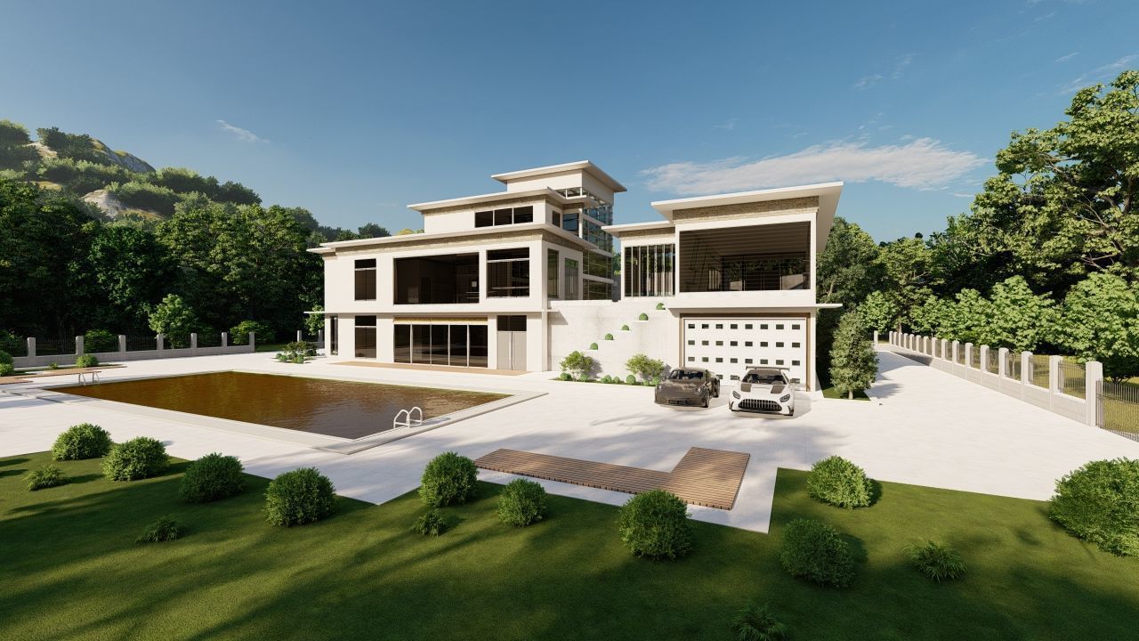 Casa Scene-villa-modern house 3D model_2