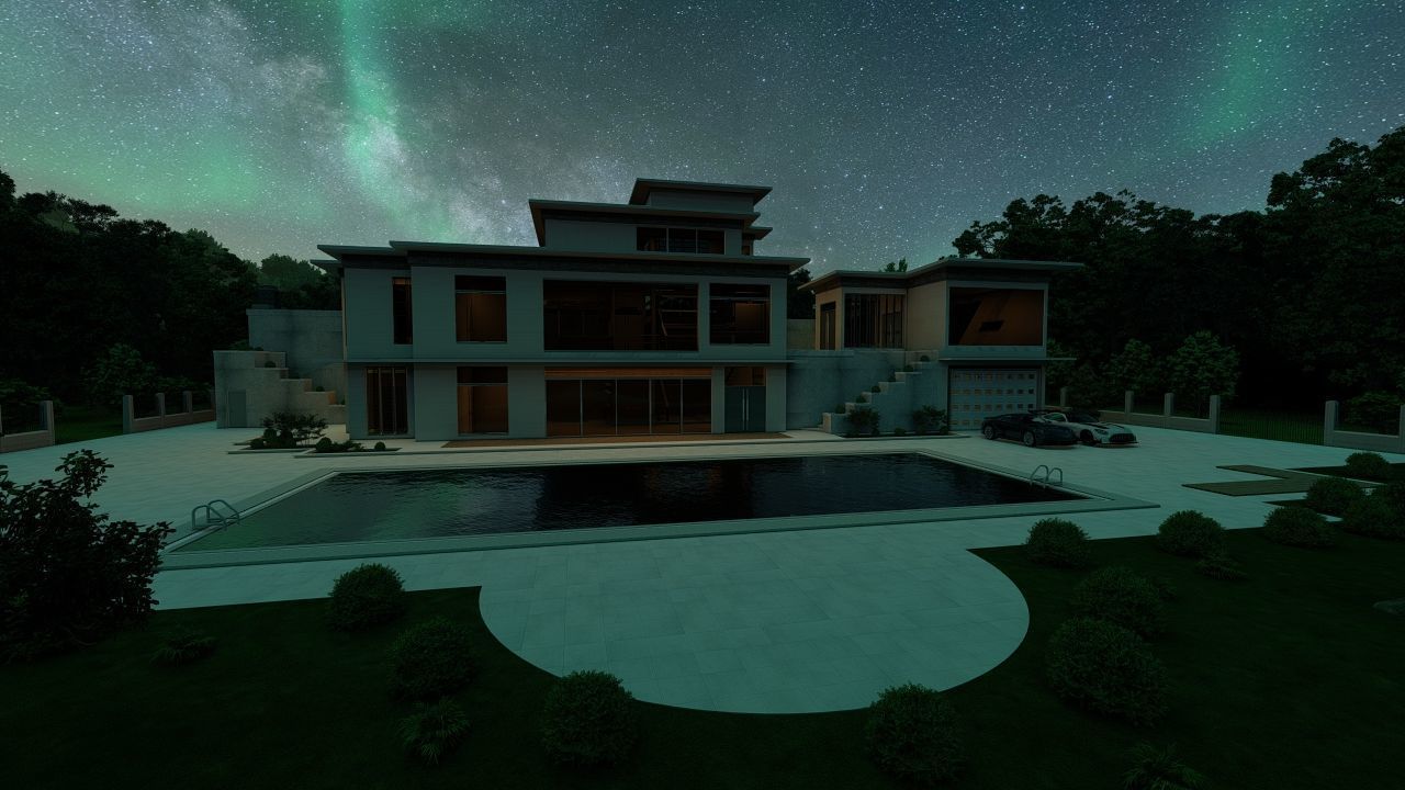 Casa Scene-villa-modern house 3D model_5
