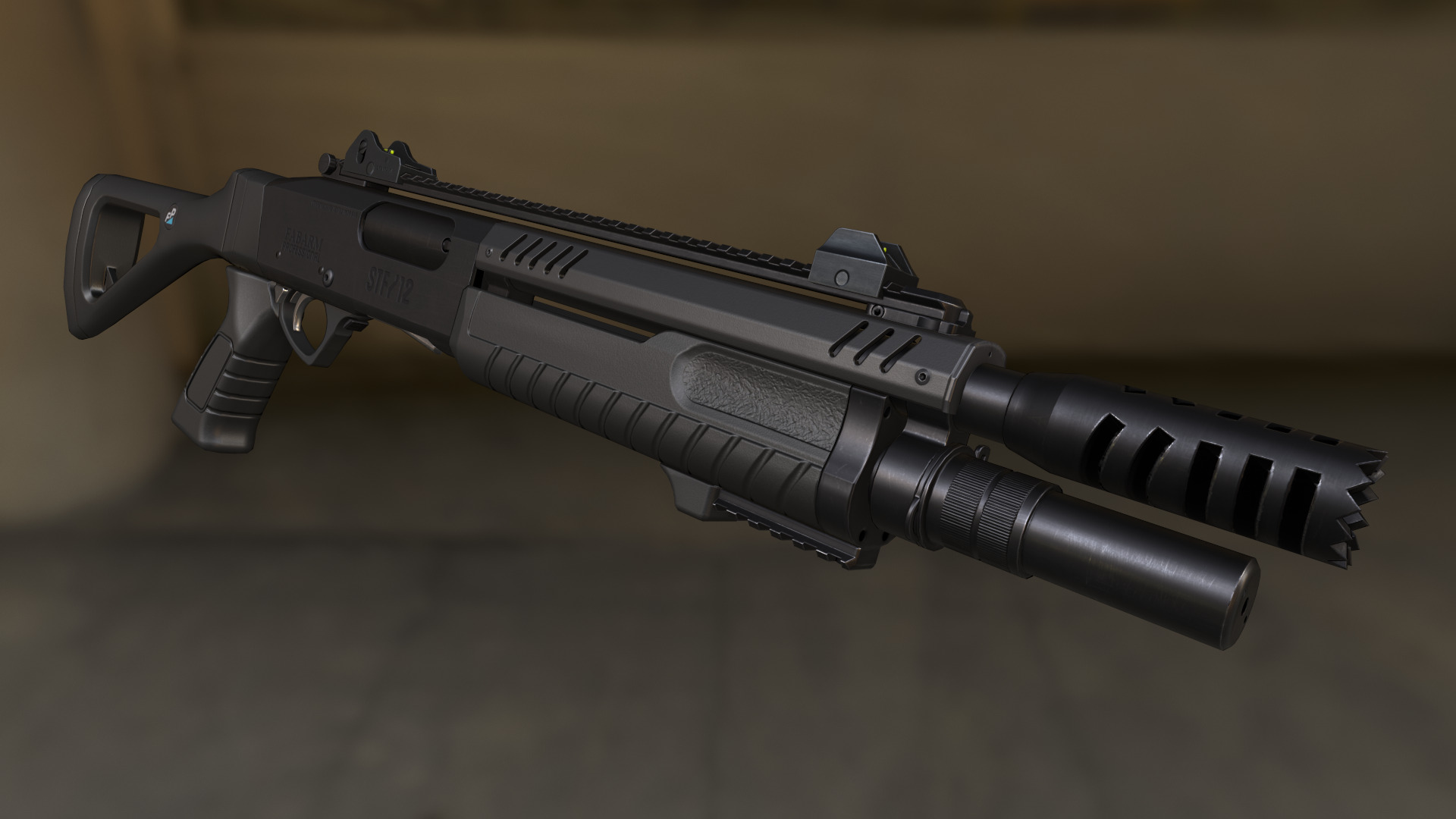 Fabarm STF12 short PBR Low-poly 3D model Low-poly 3D model_17