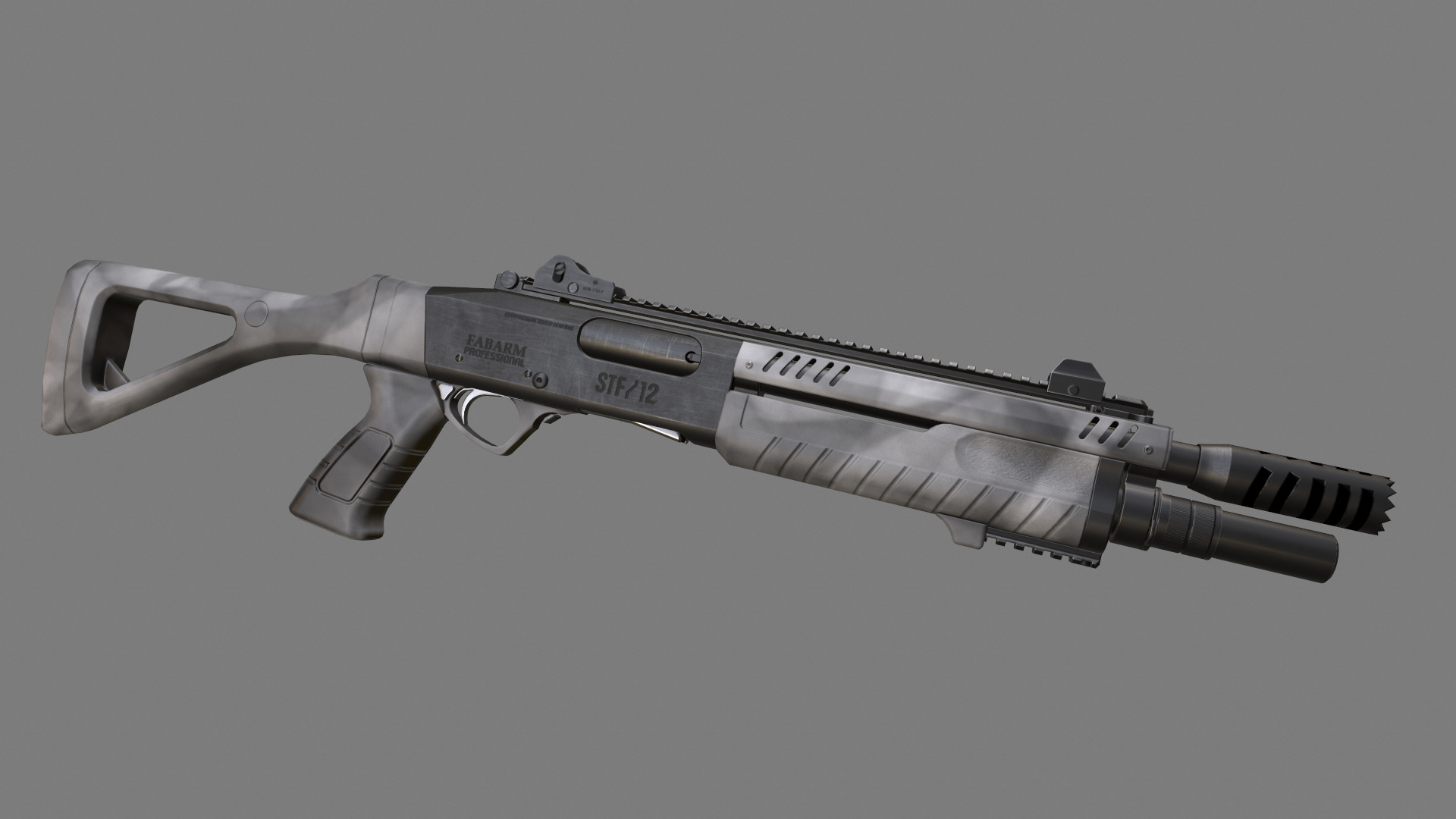 Fabarm STF12 short PBR Low-poly 3D model Low-poly 3D model_8