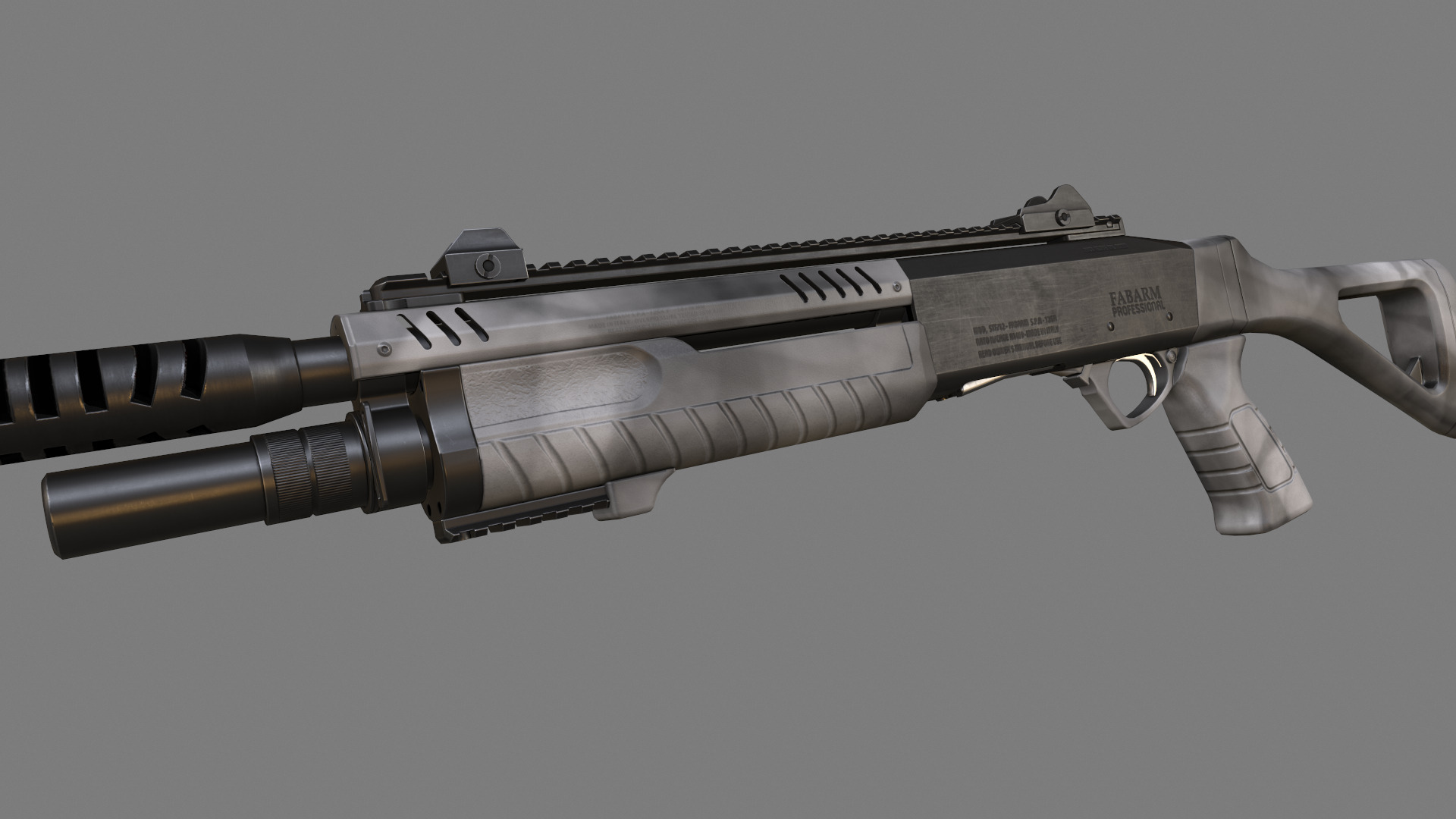 Fabarm STF12 short PBR Low-poly 3D model Low-poly 3D model_9