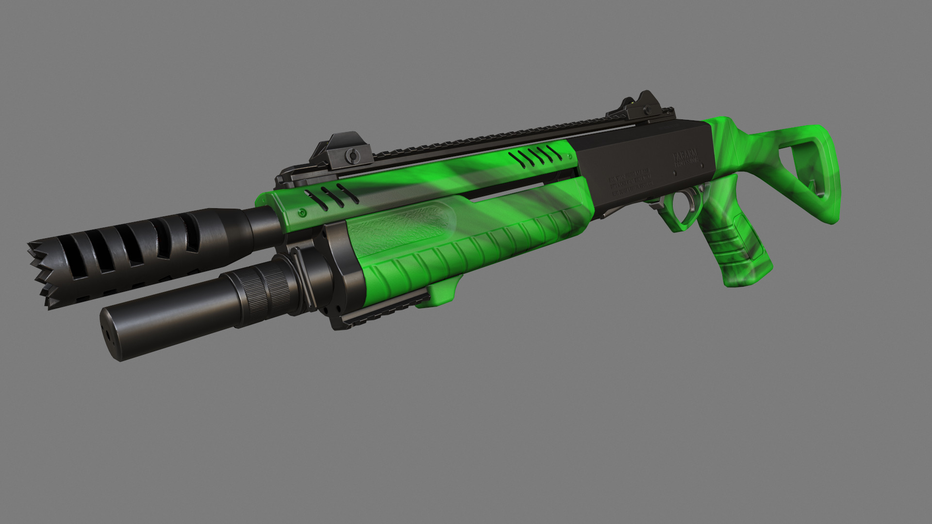 Fabarm STF12 short PBR Low-poly 3D model Low-poly 3D model_5