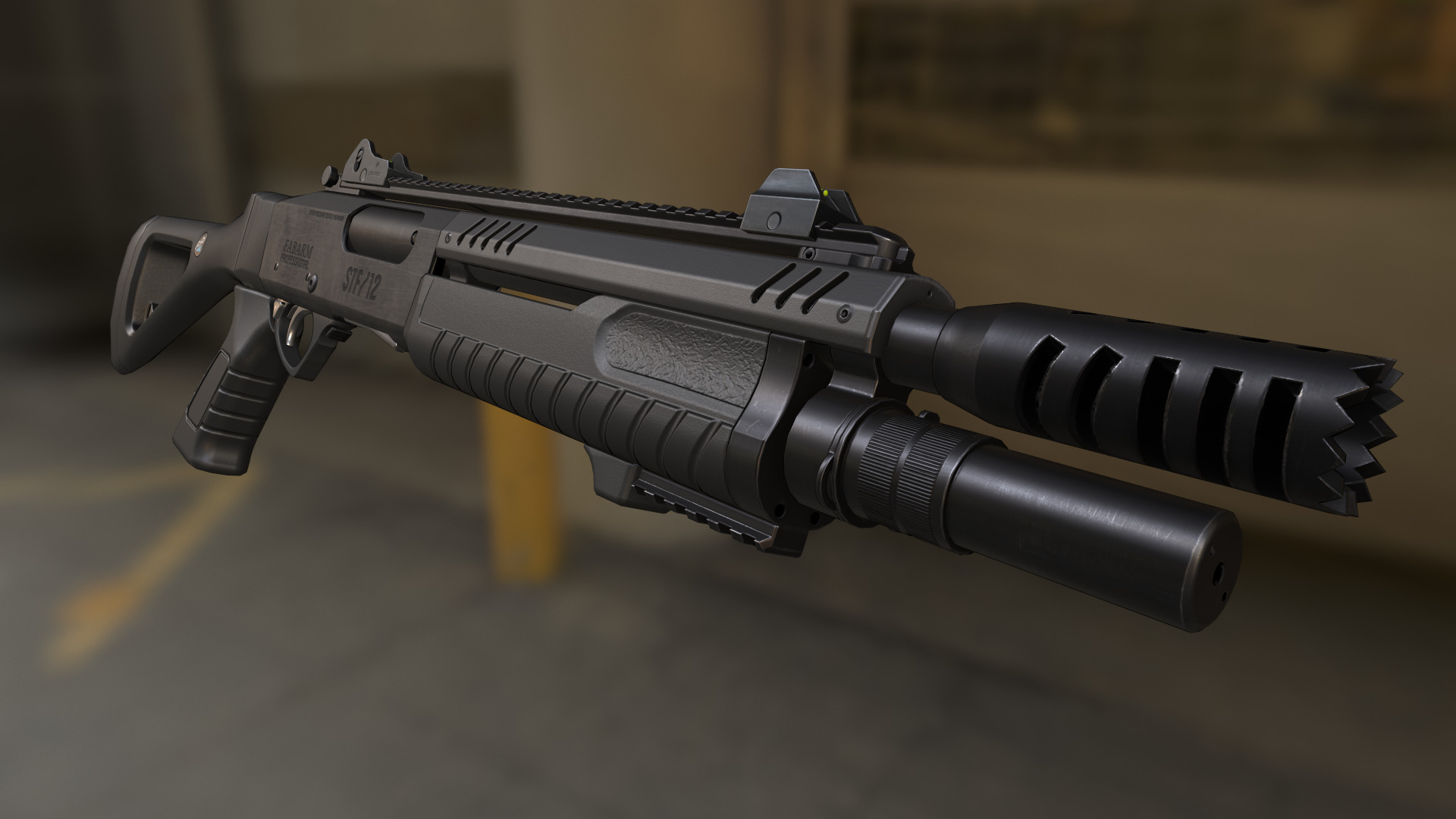 Fabarm STF12 short PBR Low-poly 3D model Low-poly 3D model_16