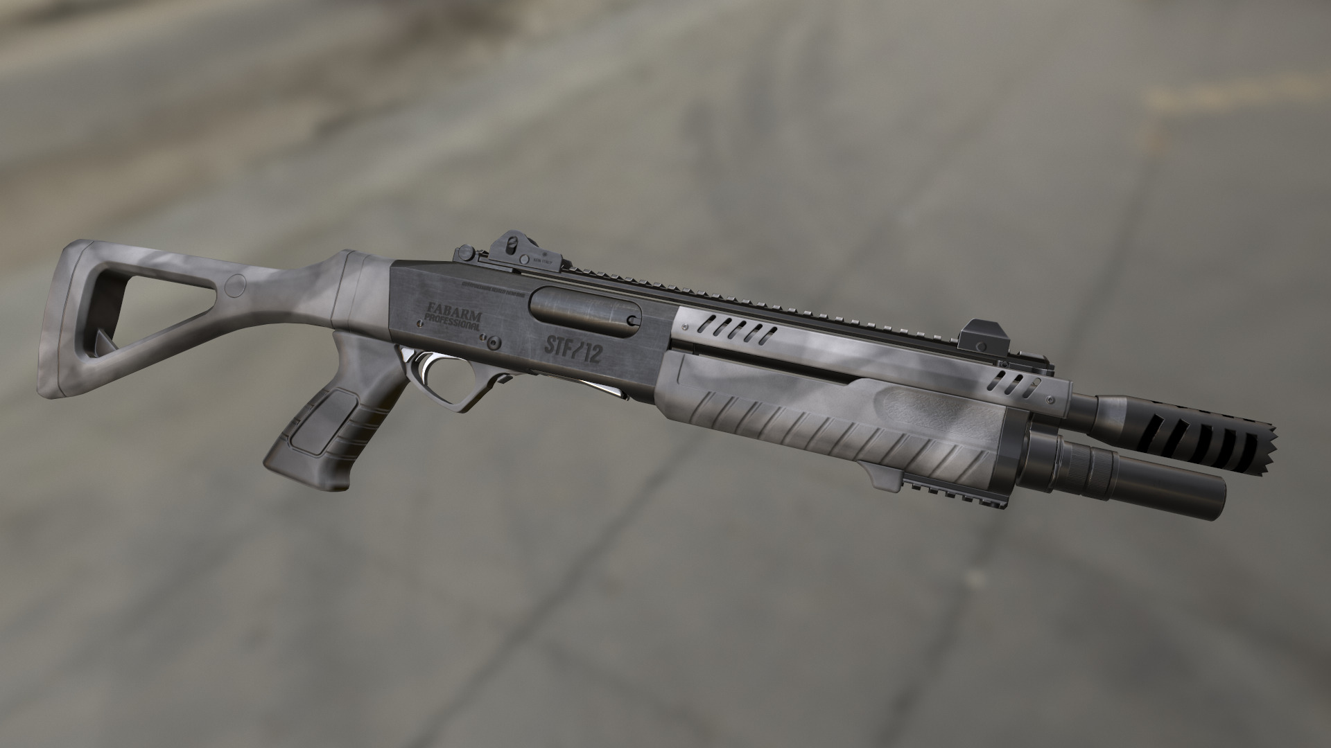 Fabarm STF12 short PBR Low-poly 3D model Low-poly 3D model_1