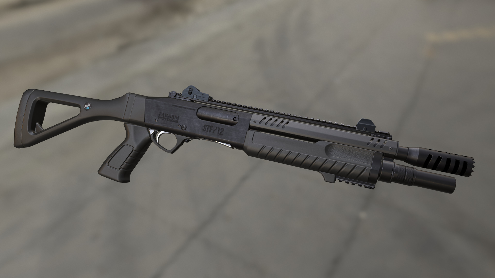 Fabarm STF12 short PBR Low-poly 3D model Low-poly 3D model_3