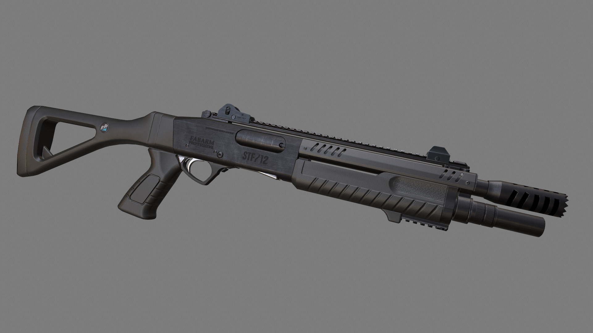 Fabarm STF12 short PBR Low-poly 3D model Low-poly 3D model_6