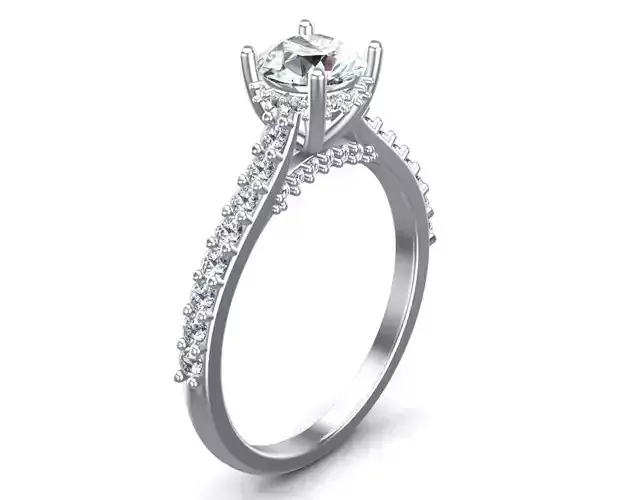 Round Cut Diamond Halo Pave Ring