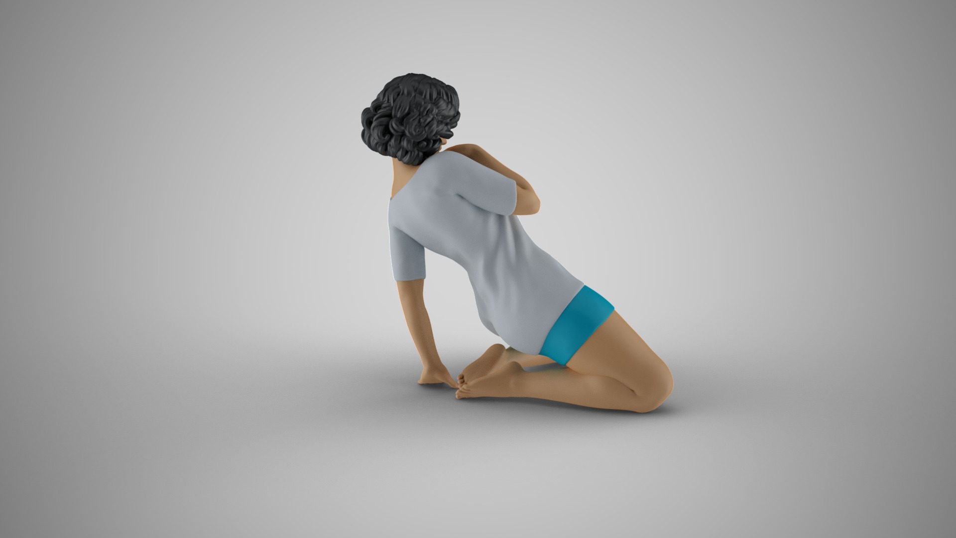 Woman Leaning Back with one Hand 3D print model_6