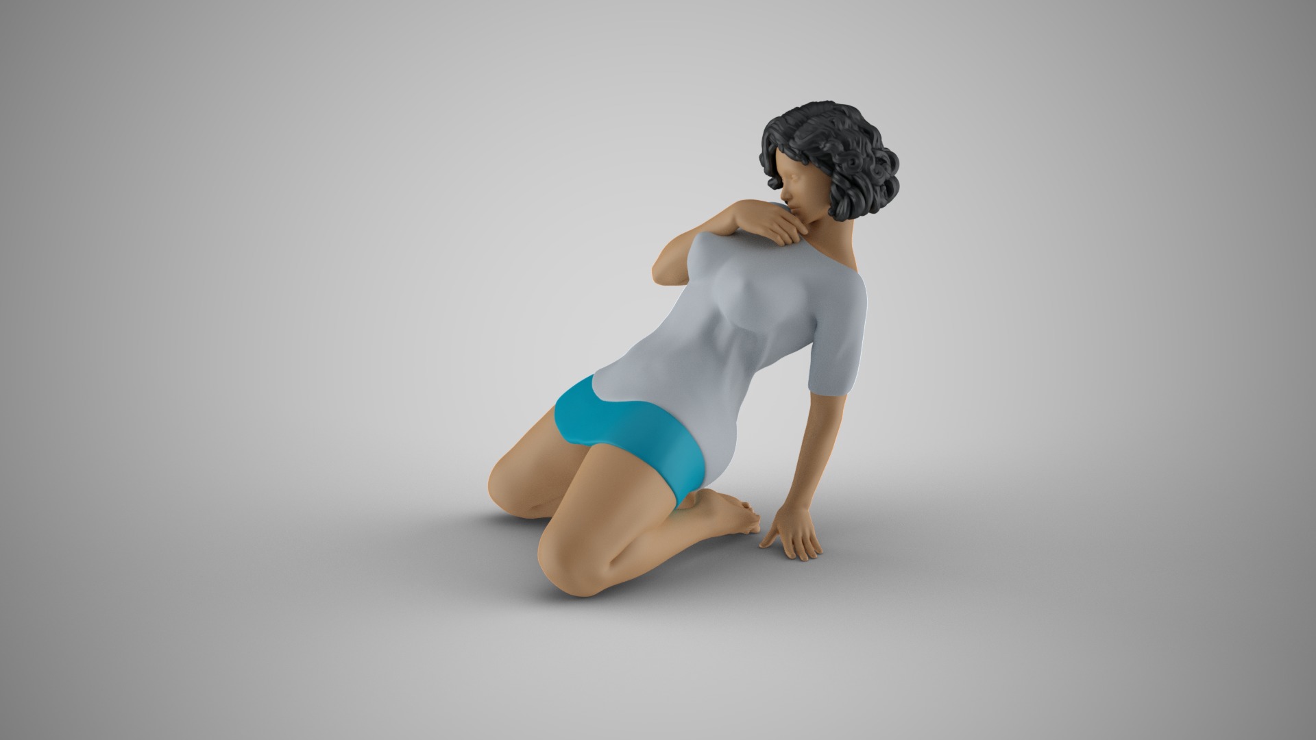 Woman Leaning Back with one Hand 3D print model_10
