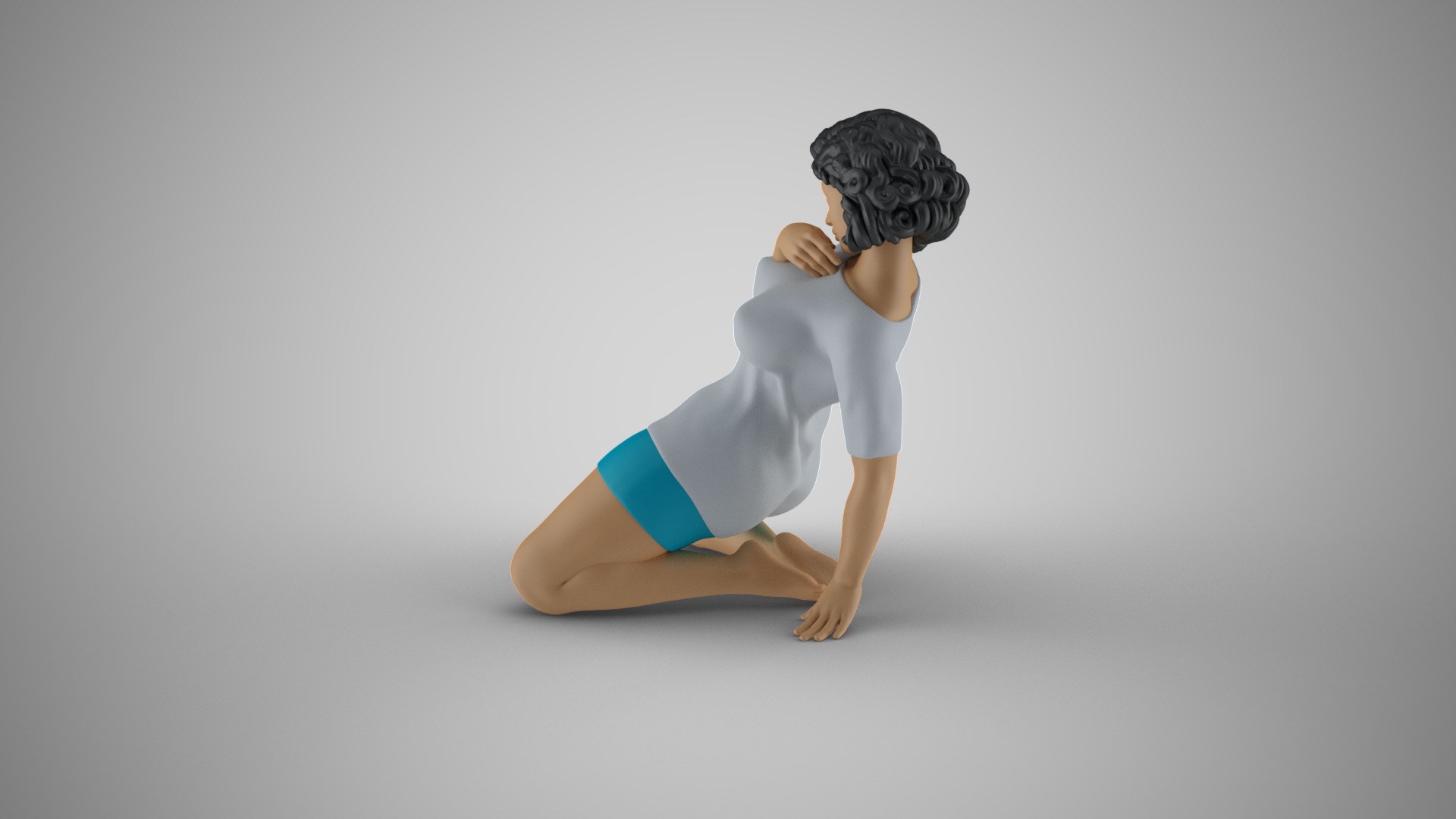 Woman Leaning Back with one Hand 3D print model_9