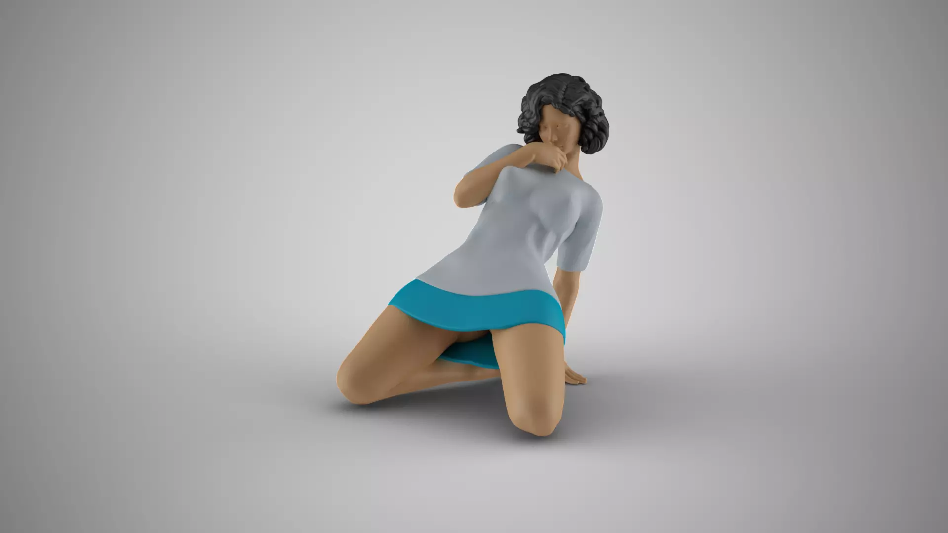 Woman Leaning Back with one Hand 3D print model_0