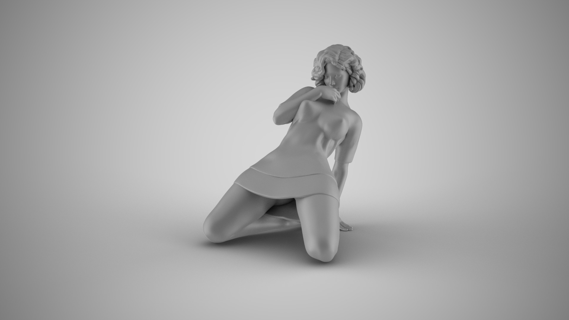 Woman Leaning Back with one Hand 3D print model_2