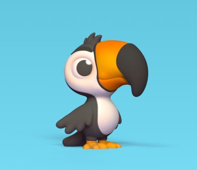 Cartoon Toucan 3D print model_1