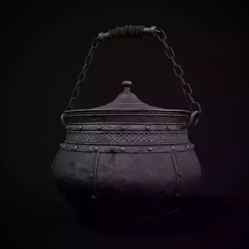 Metal Pot with Lid Low-poly 3D model