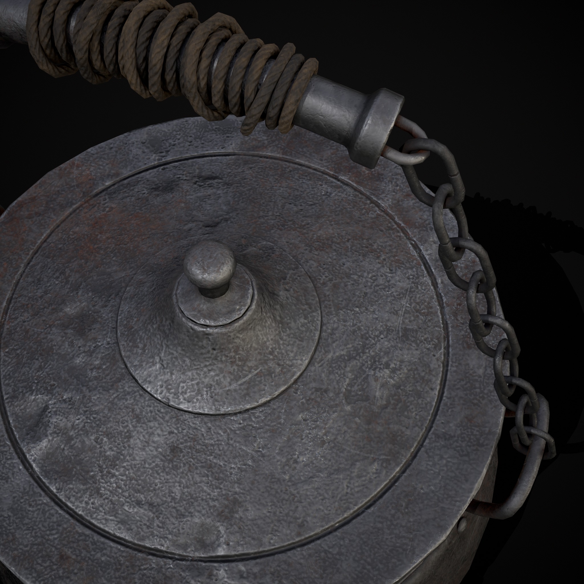 Metal Pot with Lid Low-poly 3D model_11