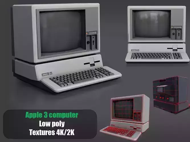Apple 3 computer Low-poly 3D model