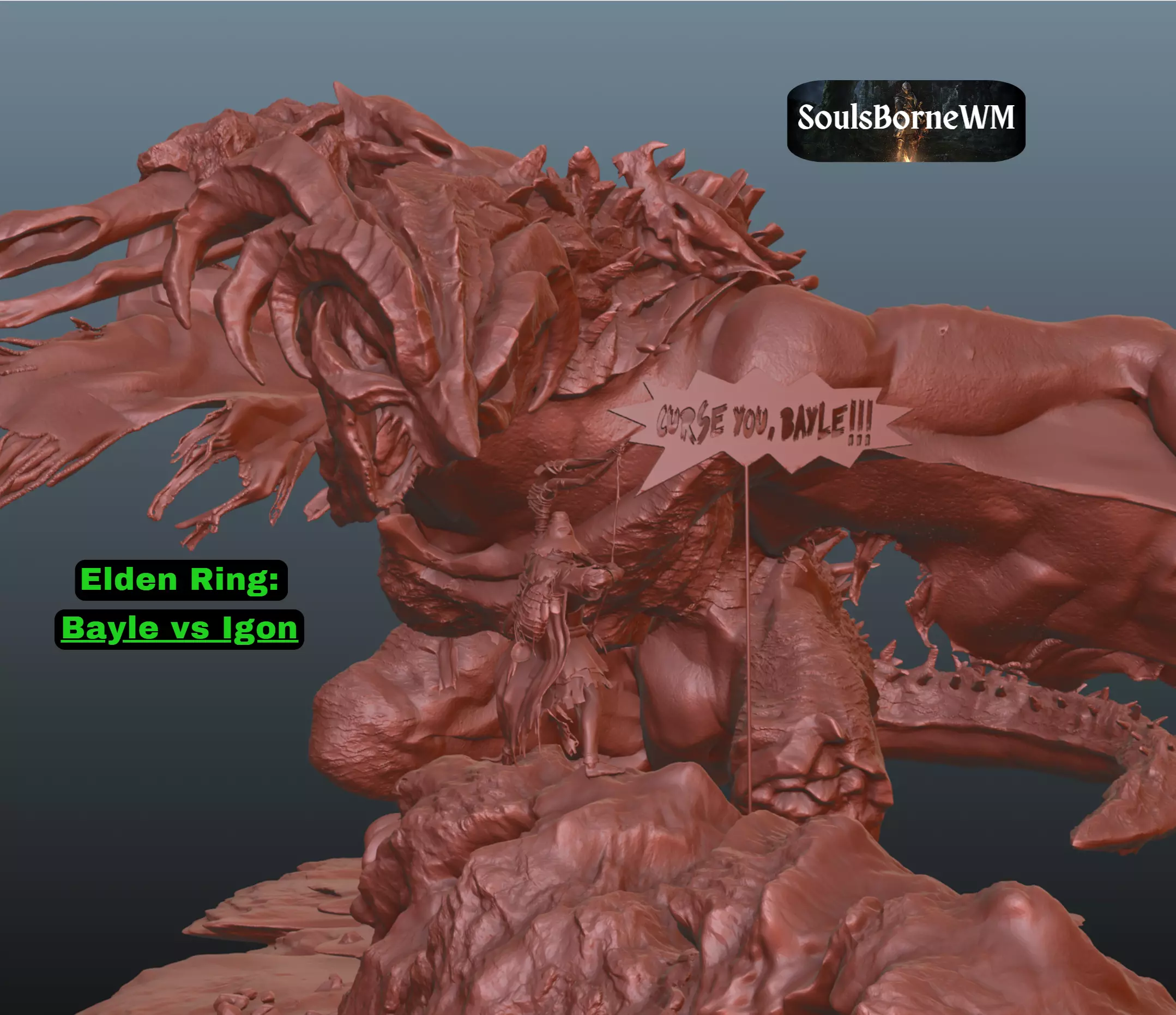 Elden Ring Bayle the Dread vs Igon Diorama and standalone 3D print model_0