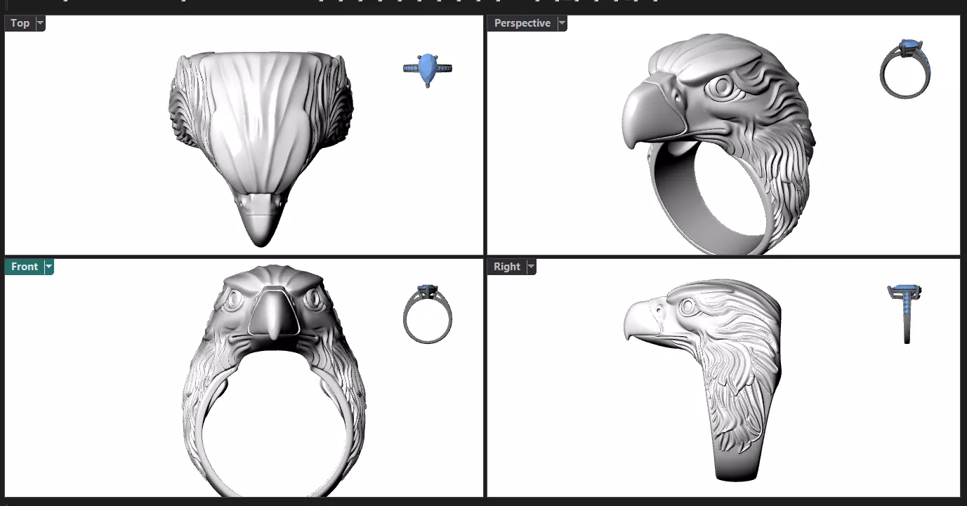anillo Aguila 3D print model_2