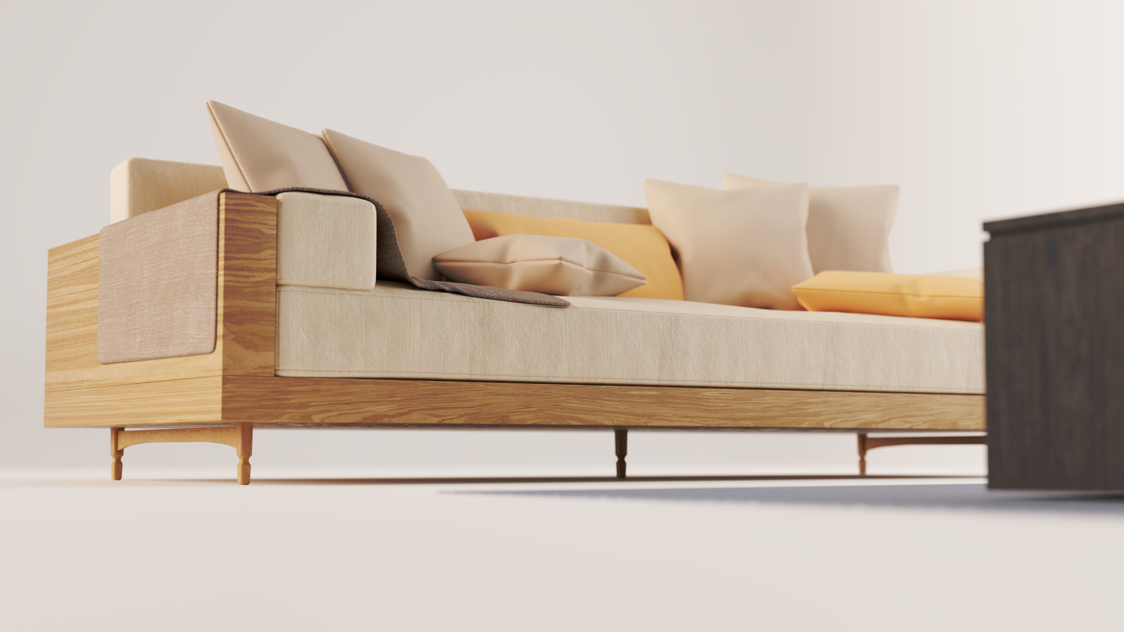 Modern 3 Seater Sofa 3D model_4