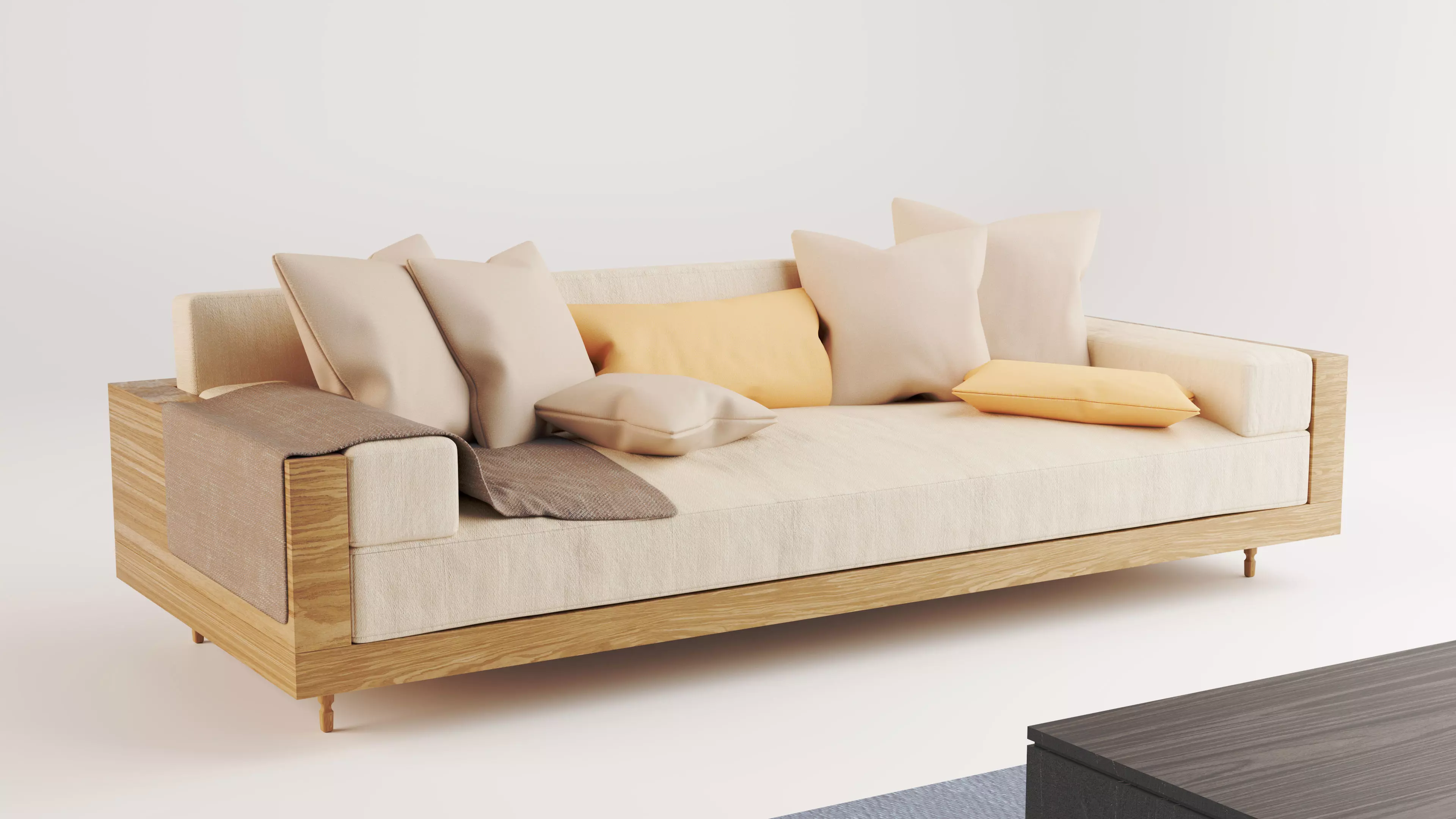 Modern 3 Seater Sofa 3D model_0