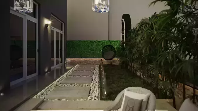 Sunset exterior landscape backyard