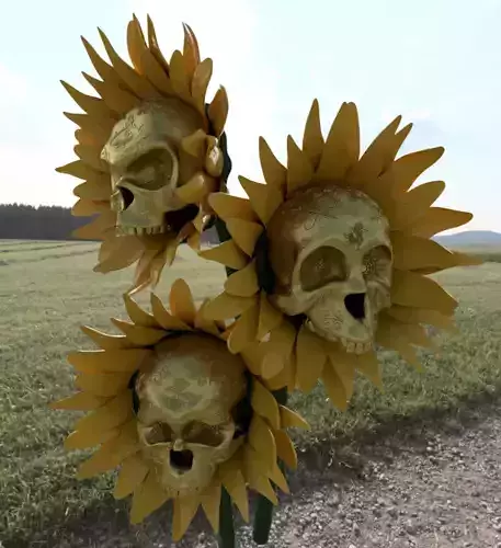 Skull Sunflowers of Emotions Halloween 2024 3D print model