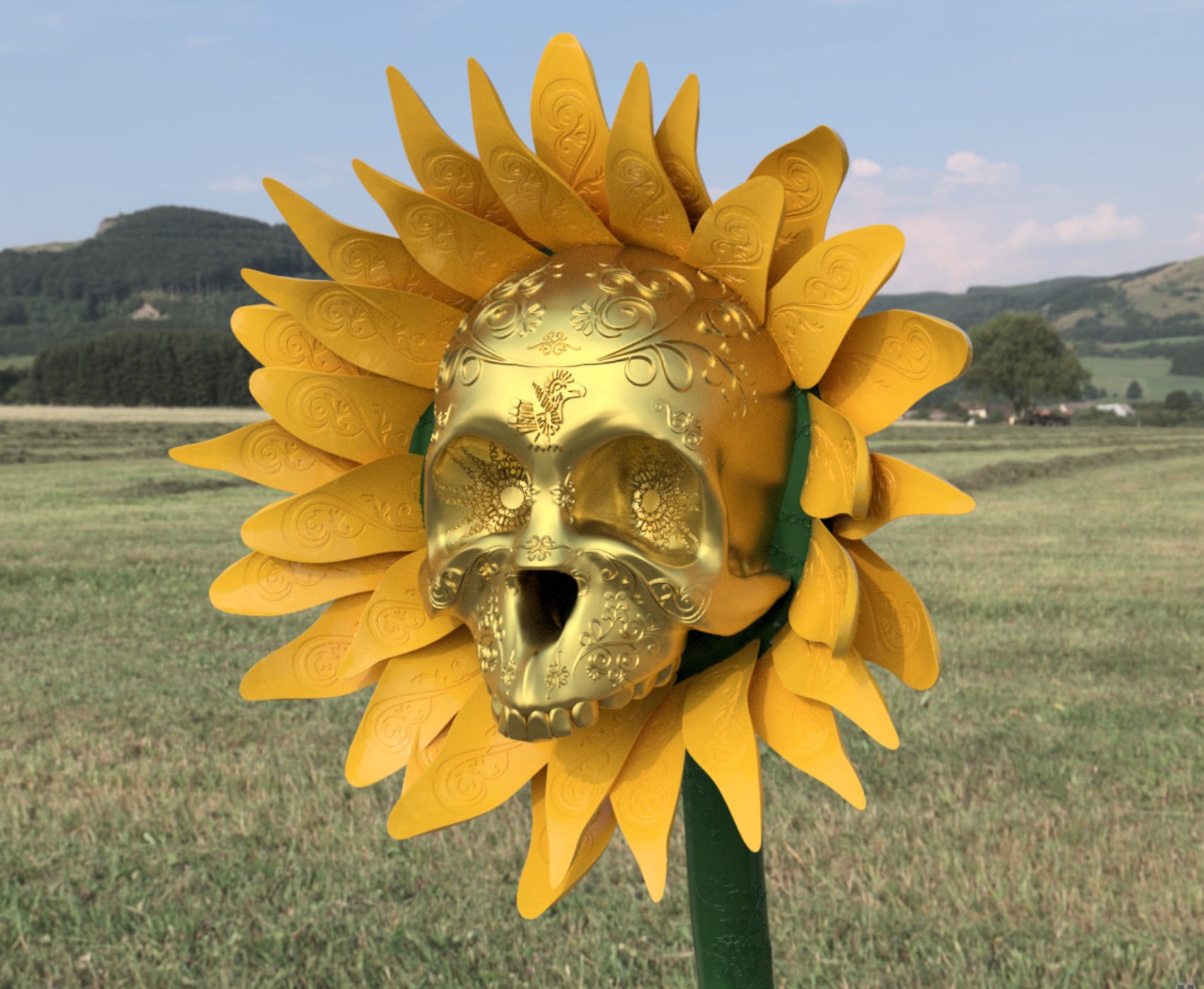 Skull Sunflowers of Emotions Halloween 2024 3D print model_5