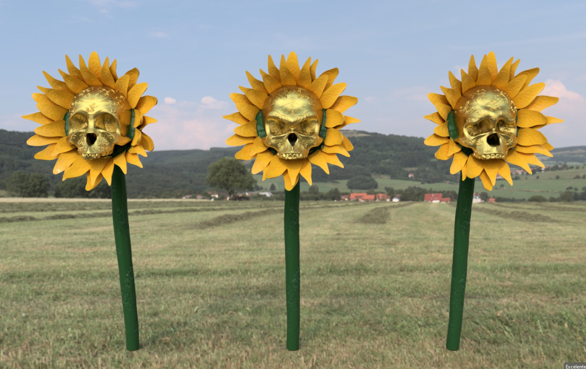 Skull Sunflowers of Emotions Halloween 2024 3D print model_2